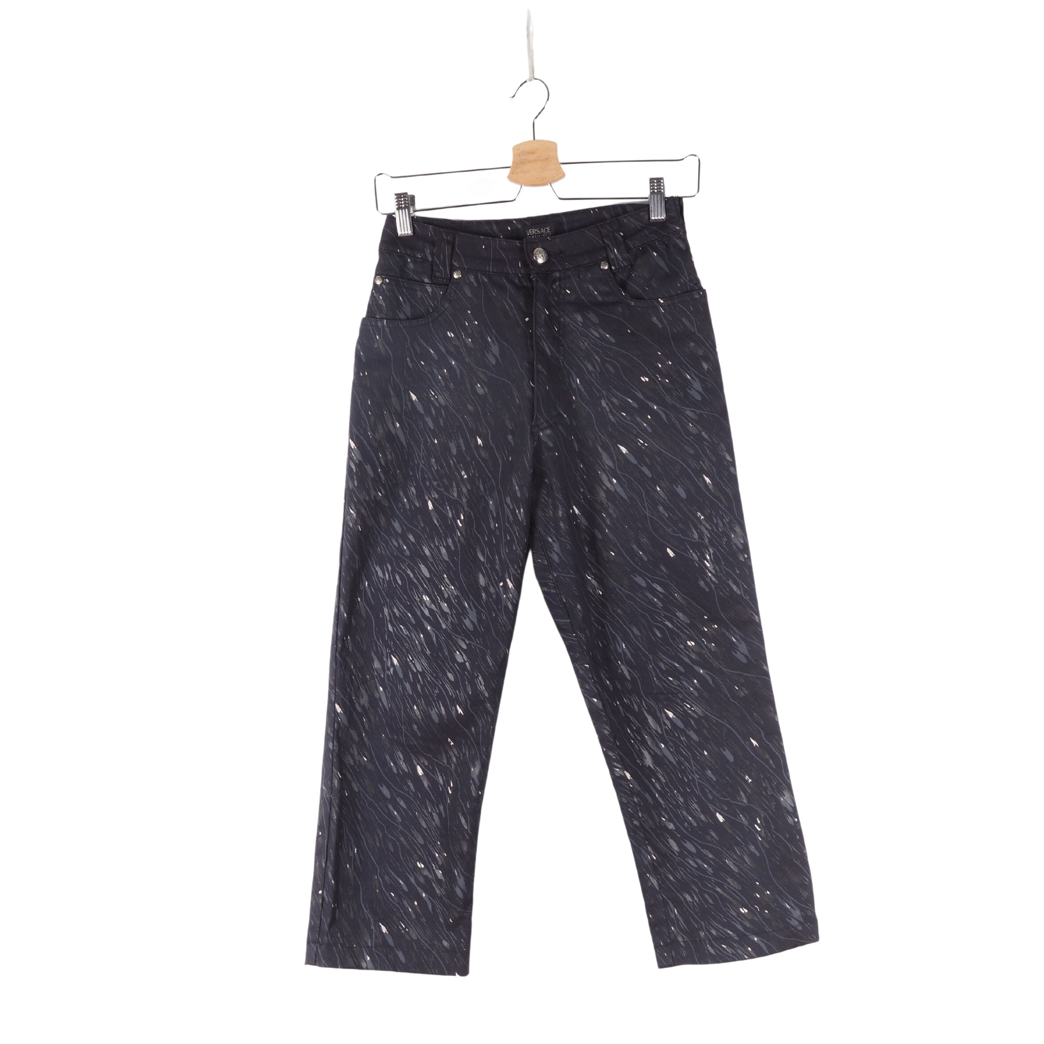 Versace × Vintage Versace Vintage Women's Painted Cropped Jeans Pants Size 28" / US 6 / IT 42 - 1 Thumbnail