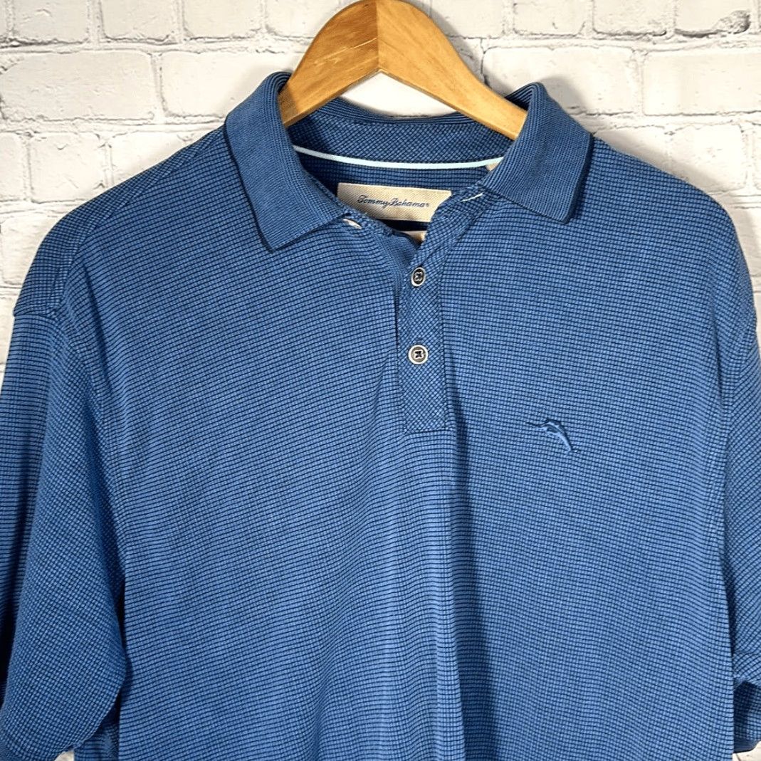 Tommy Bahama Tommy Bahama Polo Shirt Mens L Blue All Square Golf Modal Stretch T22043 Orange Exterior Color Mens L Size US L / EU 52-54 / 3 - 2 Thumbnail