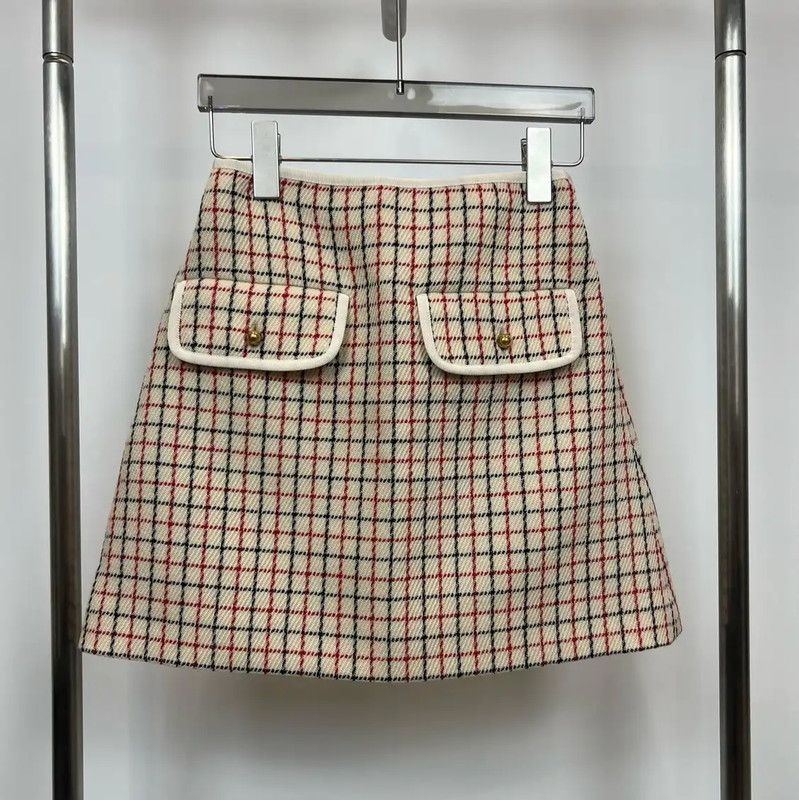 Miu Miu Miu Miu Cream Cotton Women’s Skirt 0089 Size 23" - 1 Thumbnail