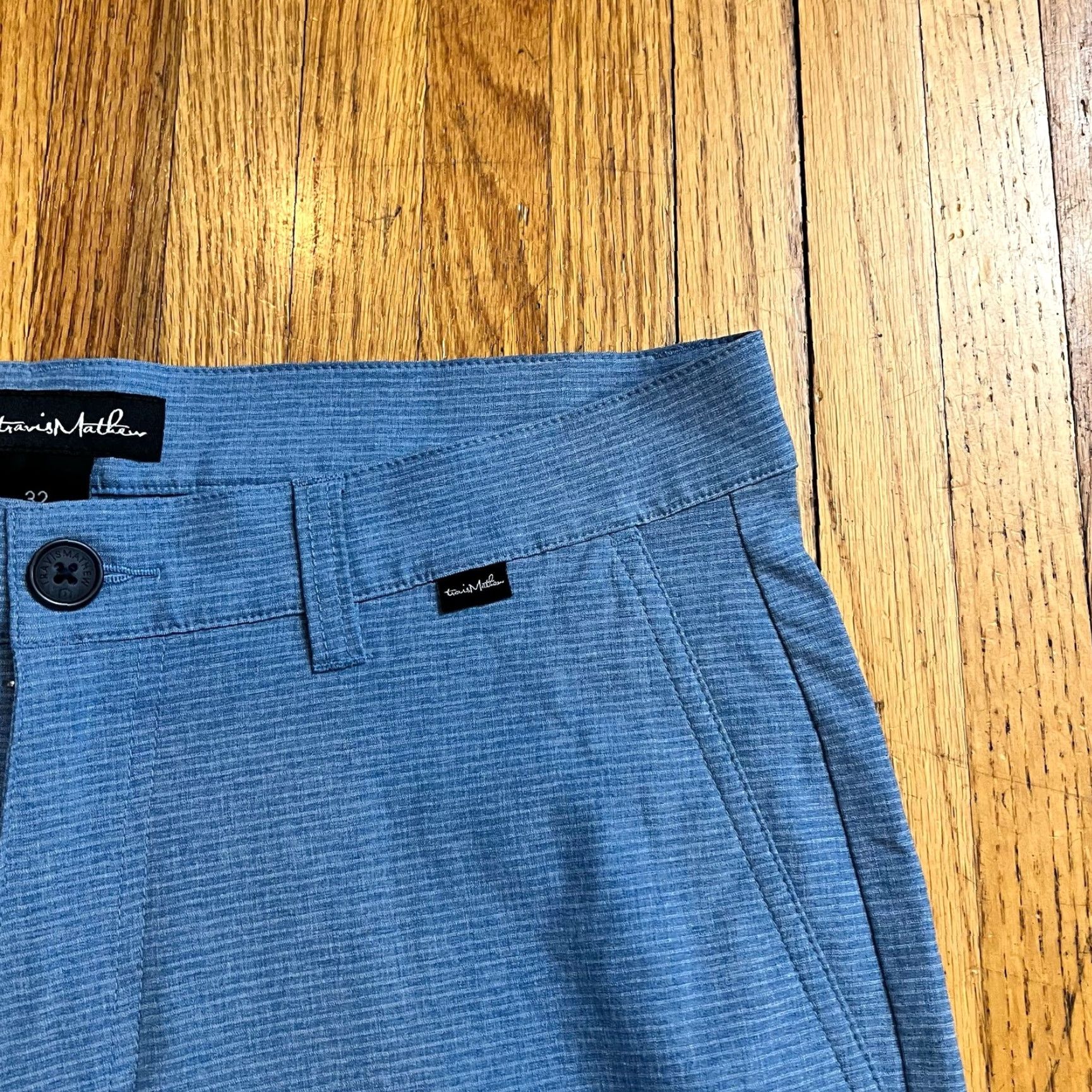 TravisMathew Travis Mathew Shorts Mens 32 Blue Performance Golf Stretch Flat Front Chino Athletic Casual Regular Men Size US 32 / EU 48 - 2 Thumbnail