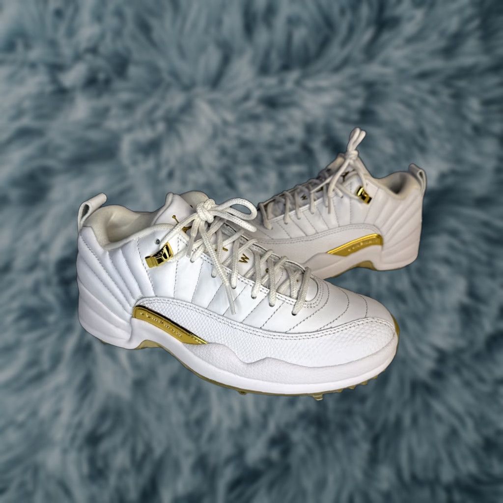 Jordan Brand Nike Air Jordan 12 Golf Low MASTERS EDITION White Gold Men’s Sz 6 XII Size US 8 / EU 41 - 1 Thumbnail