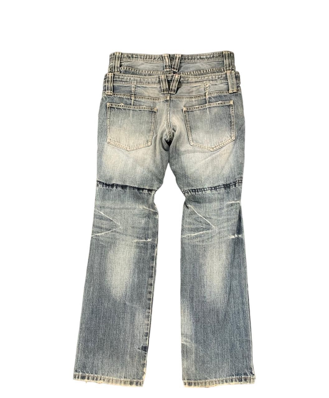 20471120 × Beauty Beast × PPFM PPFM Distressed Denim Double Waist Jeans Size US 31 - 2 Thumbnail