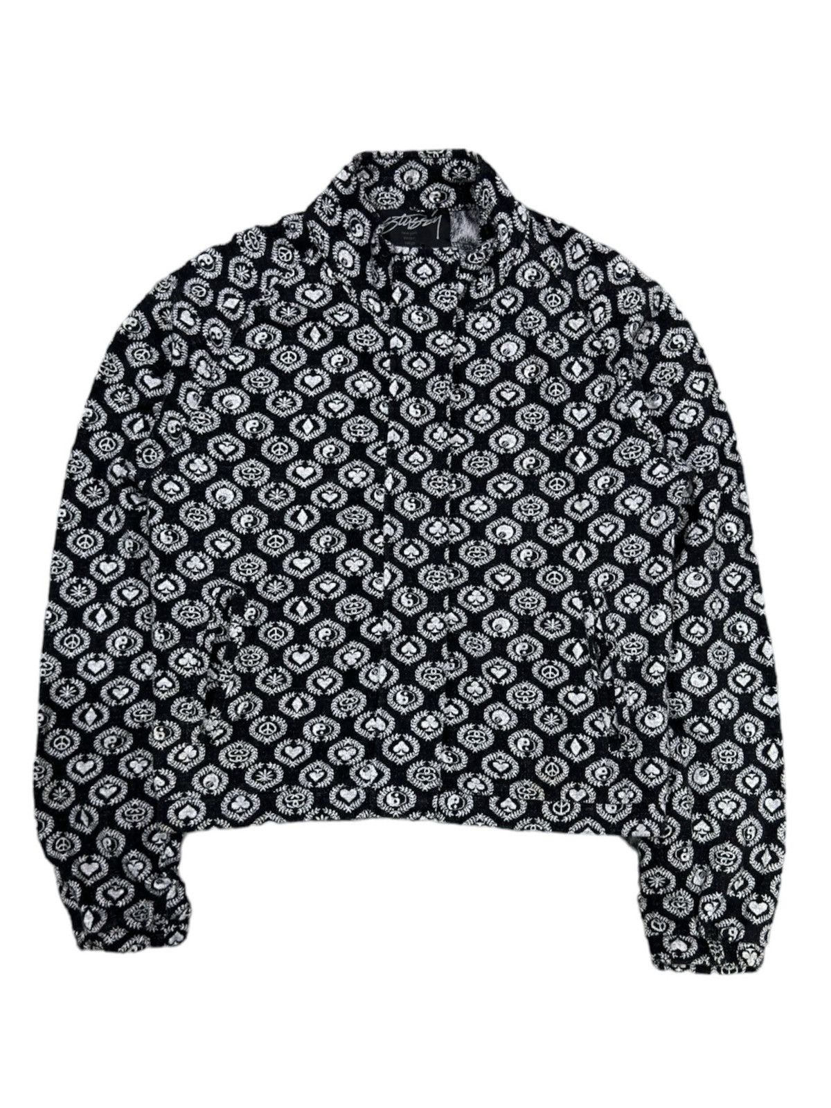 image of Stussy Stüssy Ol Yin Yang Black Jade Towel Zipper Jacket, Men's (Size Medium)