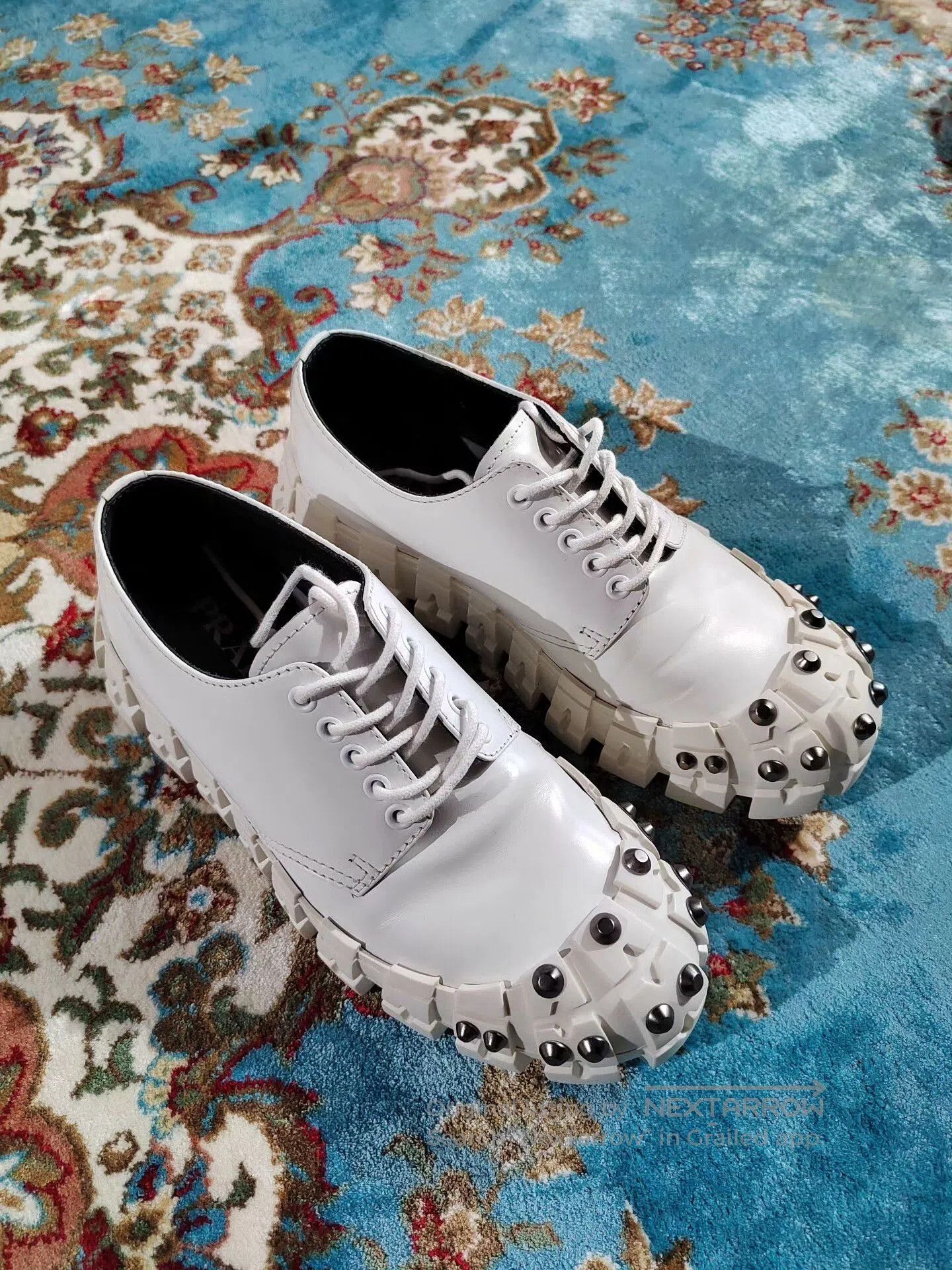 Prada Studded Chunky Derby Shoes.