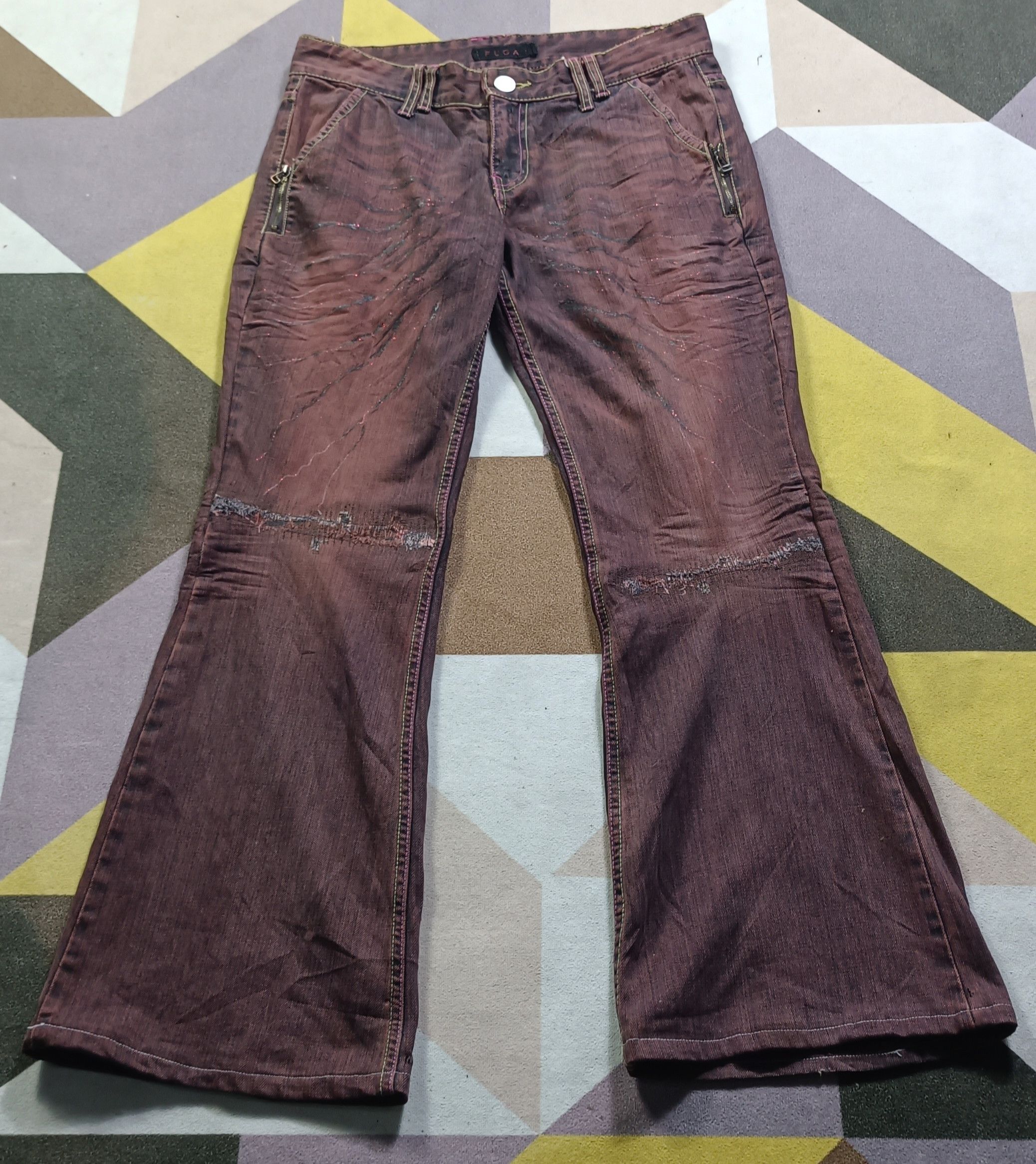 GOSTAR DE FUGA 💥FLARE💥ARCHIVAL FUGA Sick Natural Fades Flare Denim Size US 32 / EU 48 - 2 Thumbnail