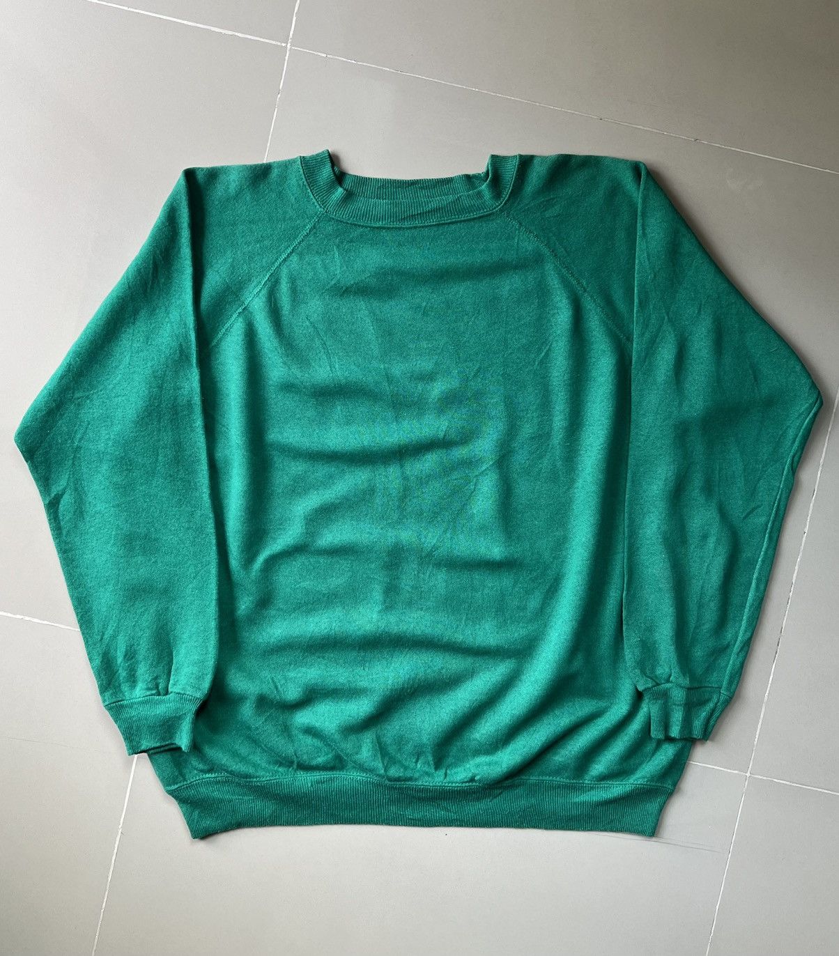 Vintage 80s Green Blank Crewneck Size US L / EU 52-54 / 3 - 1 Thumbnail