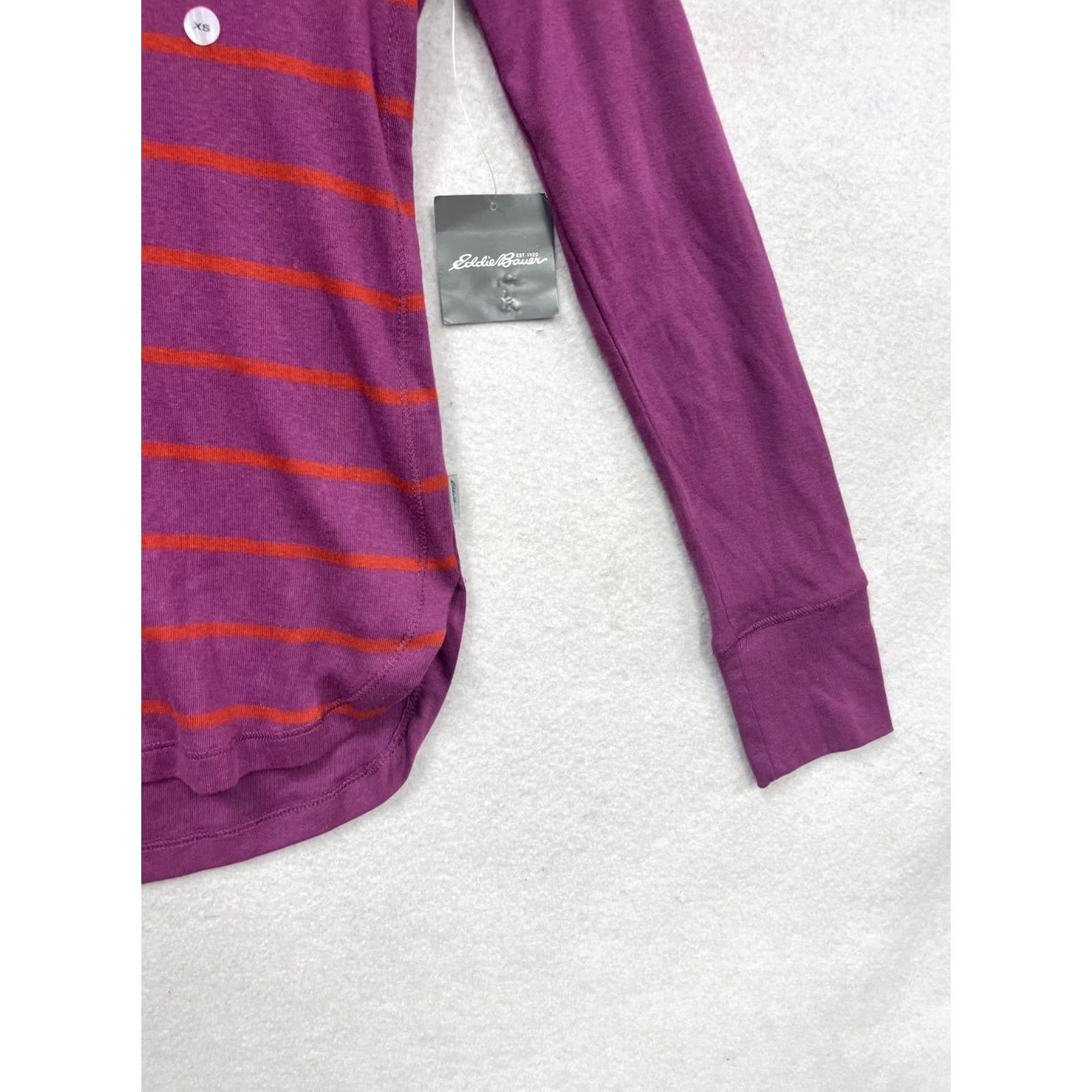 Eddie Bauer Eddie Bauer Hooded Long Sleeve Shirt Womens XS Striped Purple Size XS / US 0-2 / IT 36-38 - 5 Thumbnail