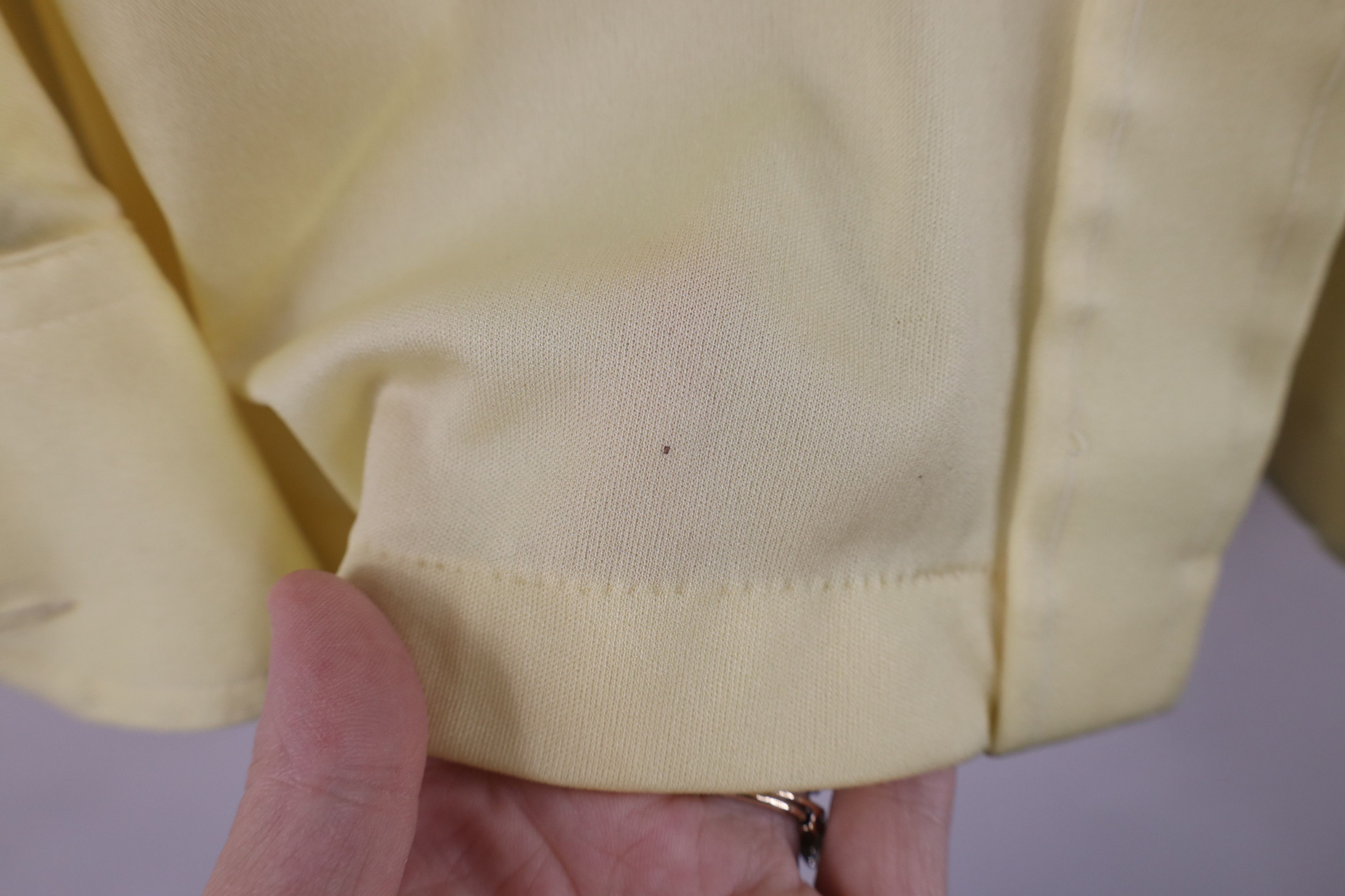Vintage Vintage 70s Streetwear Knit Collared Button Shirt Yellow Size XXL / US 16-18 / IT 52-54 - 4 Thumbnail