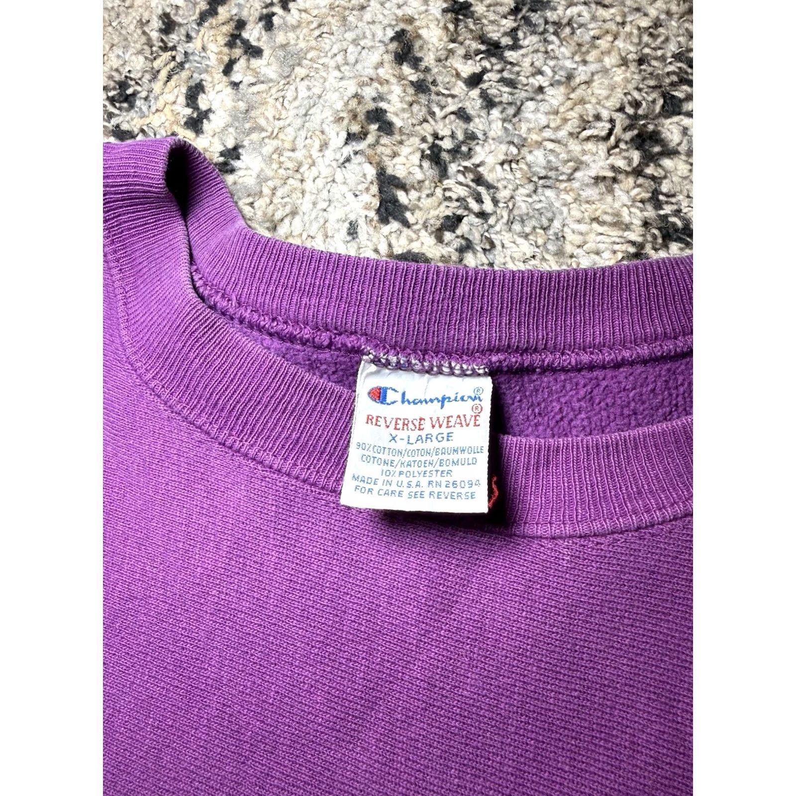 Champion VINTAGE Champion Reverse Weave Crewneck Sweatshirt XL Purple Spellout USA Mens Size US XL / EU 56 / 4 - 3 Thumbnail