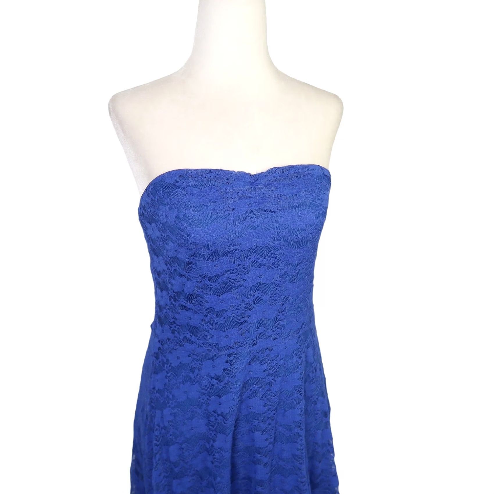Vintage VINTAGE 90s cobalt blue lace strapless mini party dress L Womens Size L / US 10 / IT 46 - 2 Thumbnail