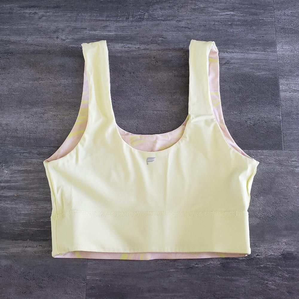 Fabletics Yellow Harlow Reversible Midi Sport Bra Size ONE SIZE - 4 Thumbnail