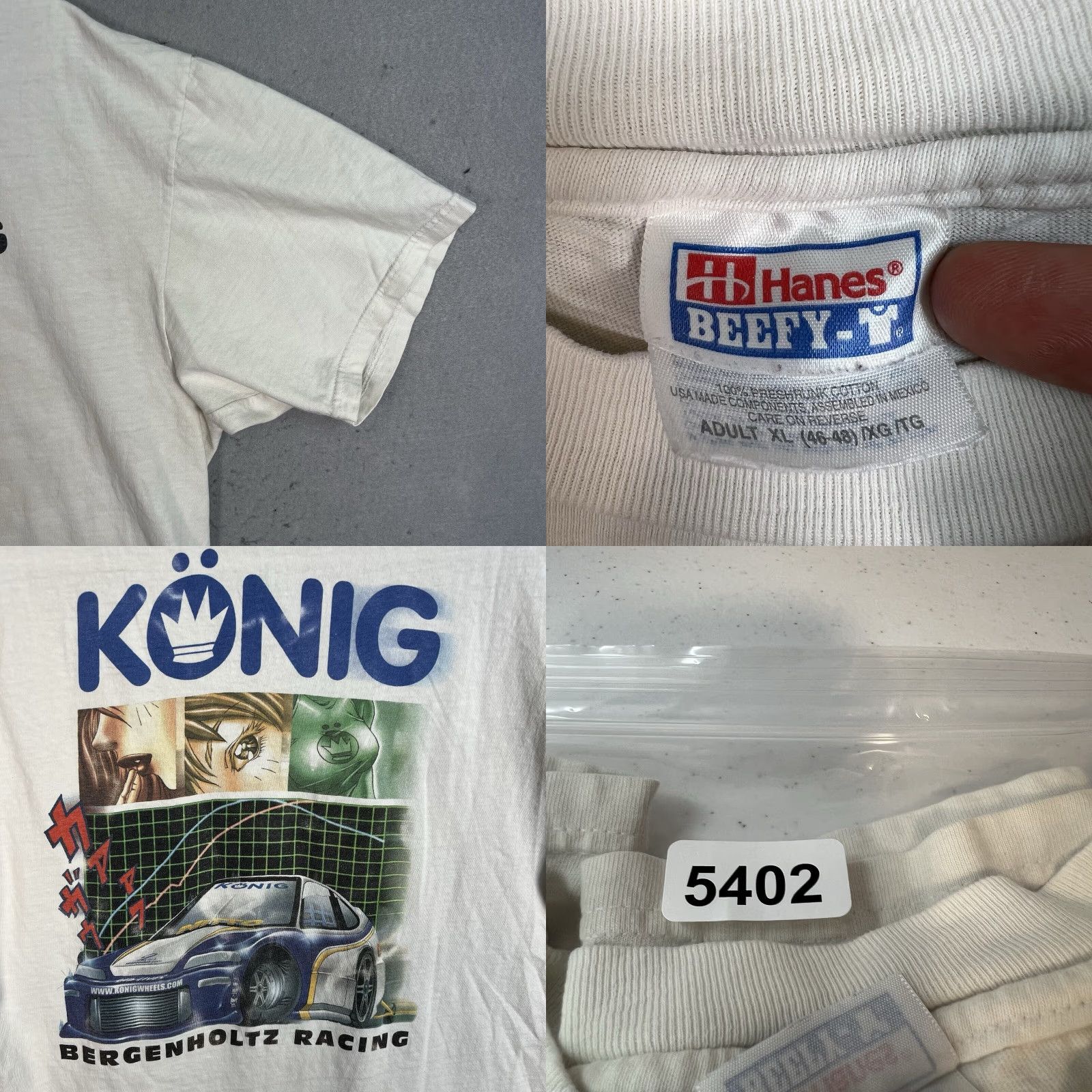 Hanes VINTAGE 90s König Wheels Honda CRX Graphic Tee Adult XL White Mens Size US XL / EU 56 / 4 - 8 Thumbnail