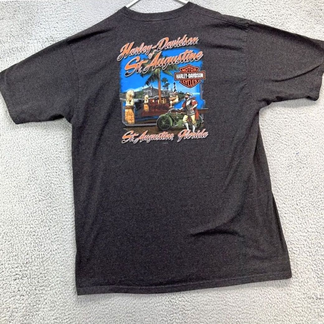 Harley Davidson Harley-Davidson Shirt Adult 2XL Black T-Shirt Mens Cotton Polyester Crew Neck Short Sleeve Solid Made In USA St. Augustine Florida Vintage: No Size US XXL / EU 58 / 5 - 2 Thumbnail