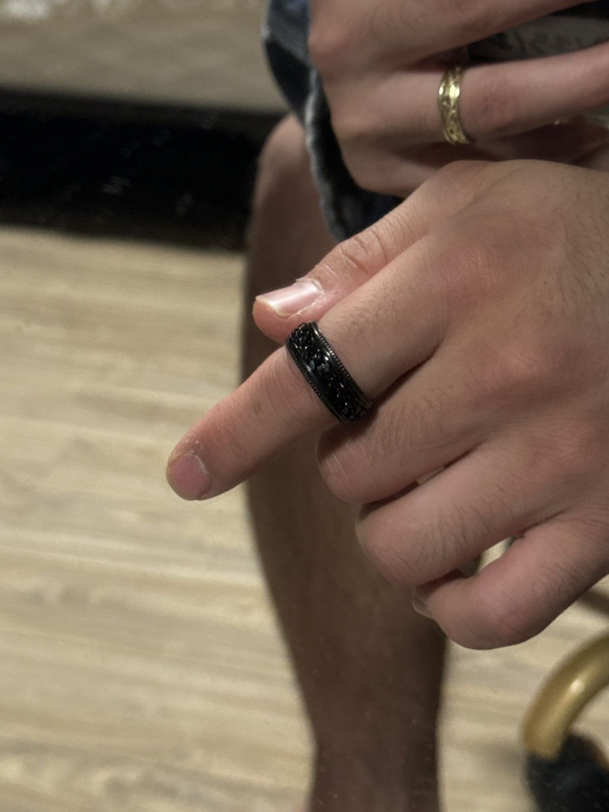 Jewelry × Vintage Stainless steel blacked out chain spinner ring Size ONE SIZE - 4 Thumbnail
