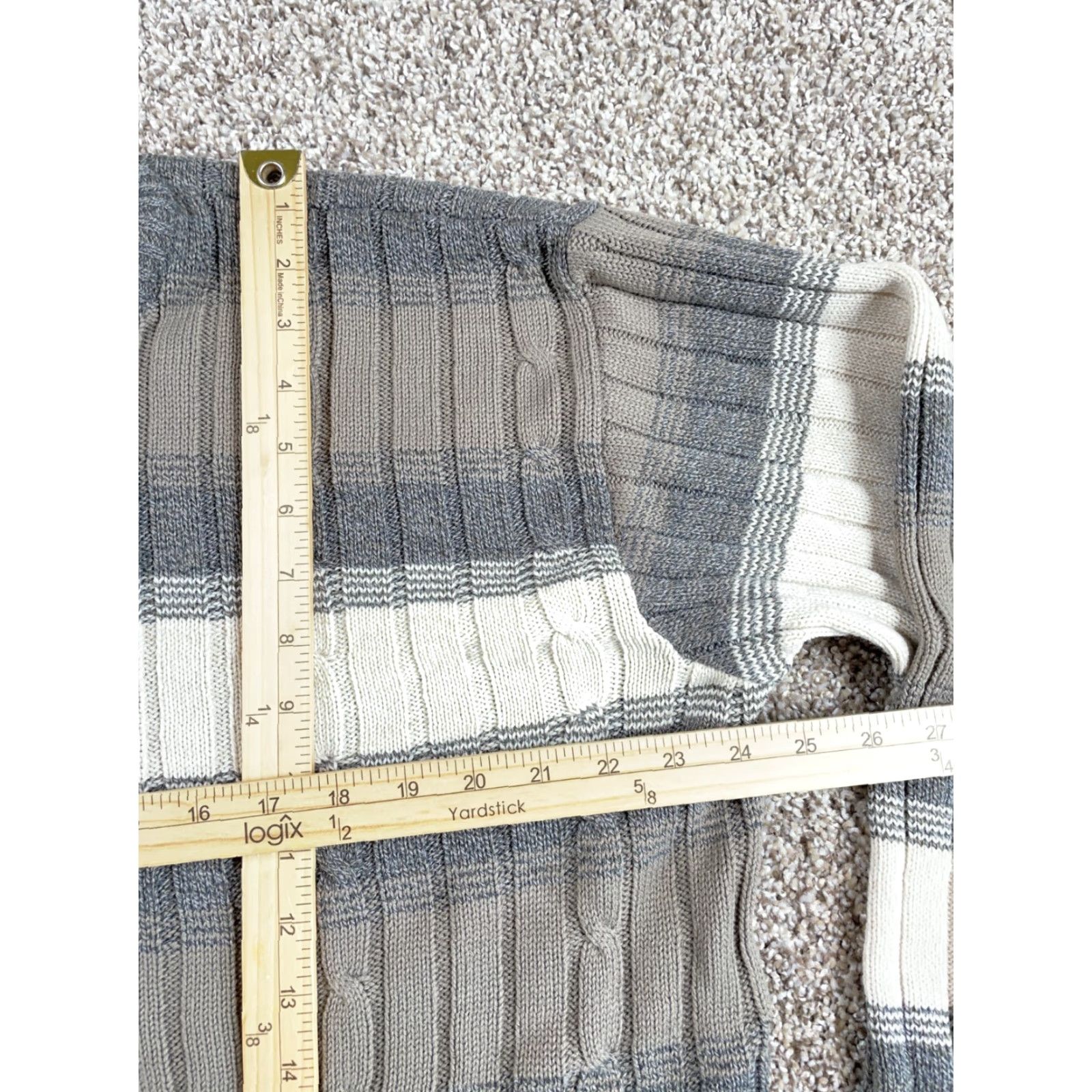 Vintage VINTAGE MunsingWear Chunky-Knit Striped Sweater Adult Large Gray Beige Mens Size US L / EU 52-54 / 3 - 6 Thumbnail