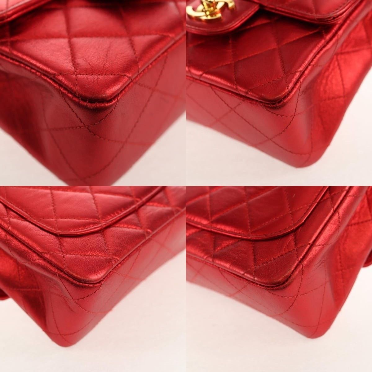 Chanel Chanel Matelasse Top Handle Handbag Leather Red Gold CC Size ONE SIZE - 6 Thumbnail