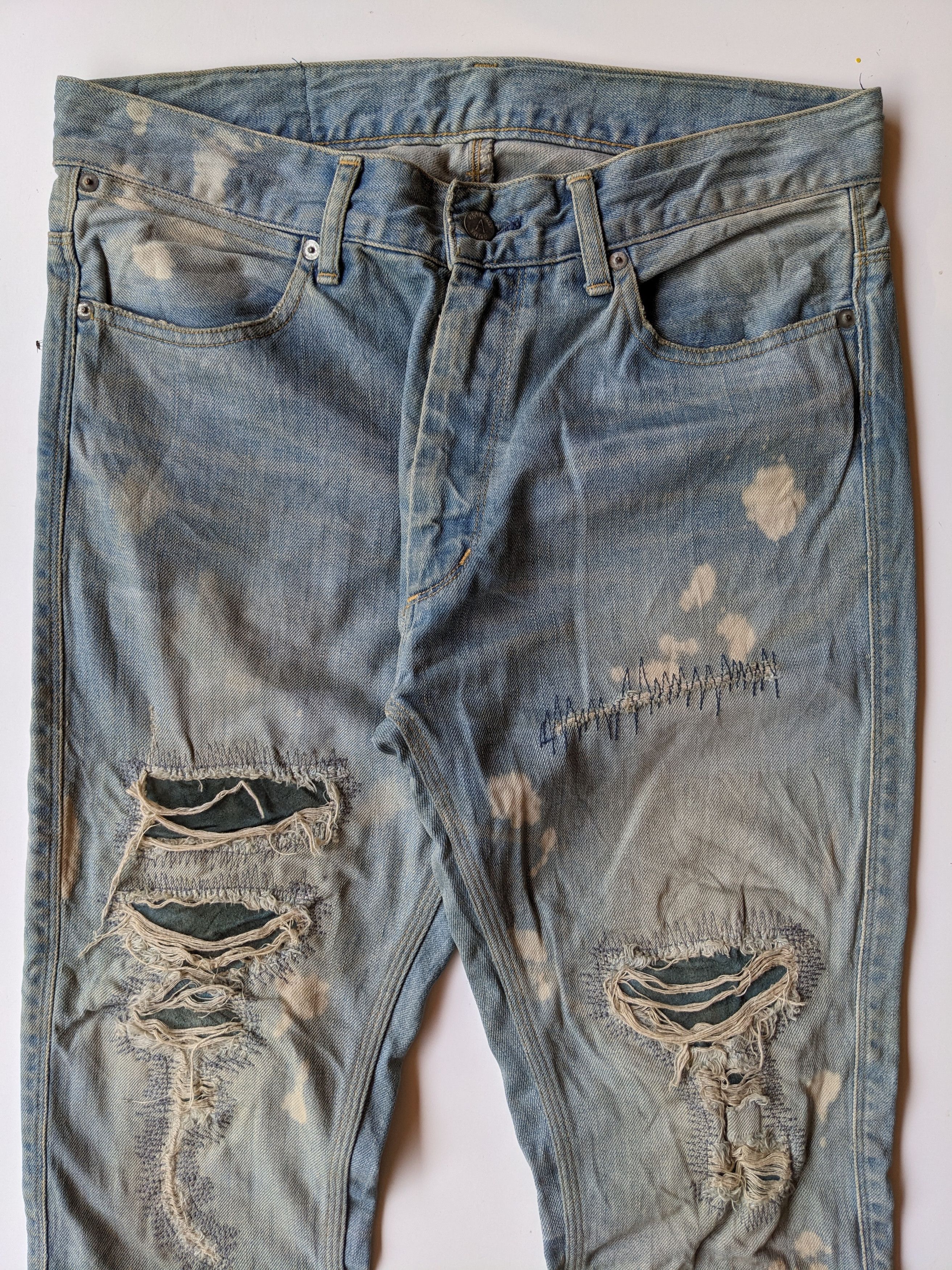 If Six Was Nine × Japanese Brand Acanthus ripped destroy straight jeans Size US 33 - 3 Thumbnail