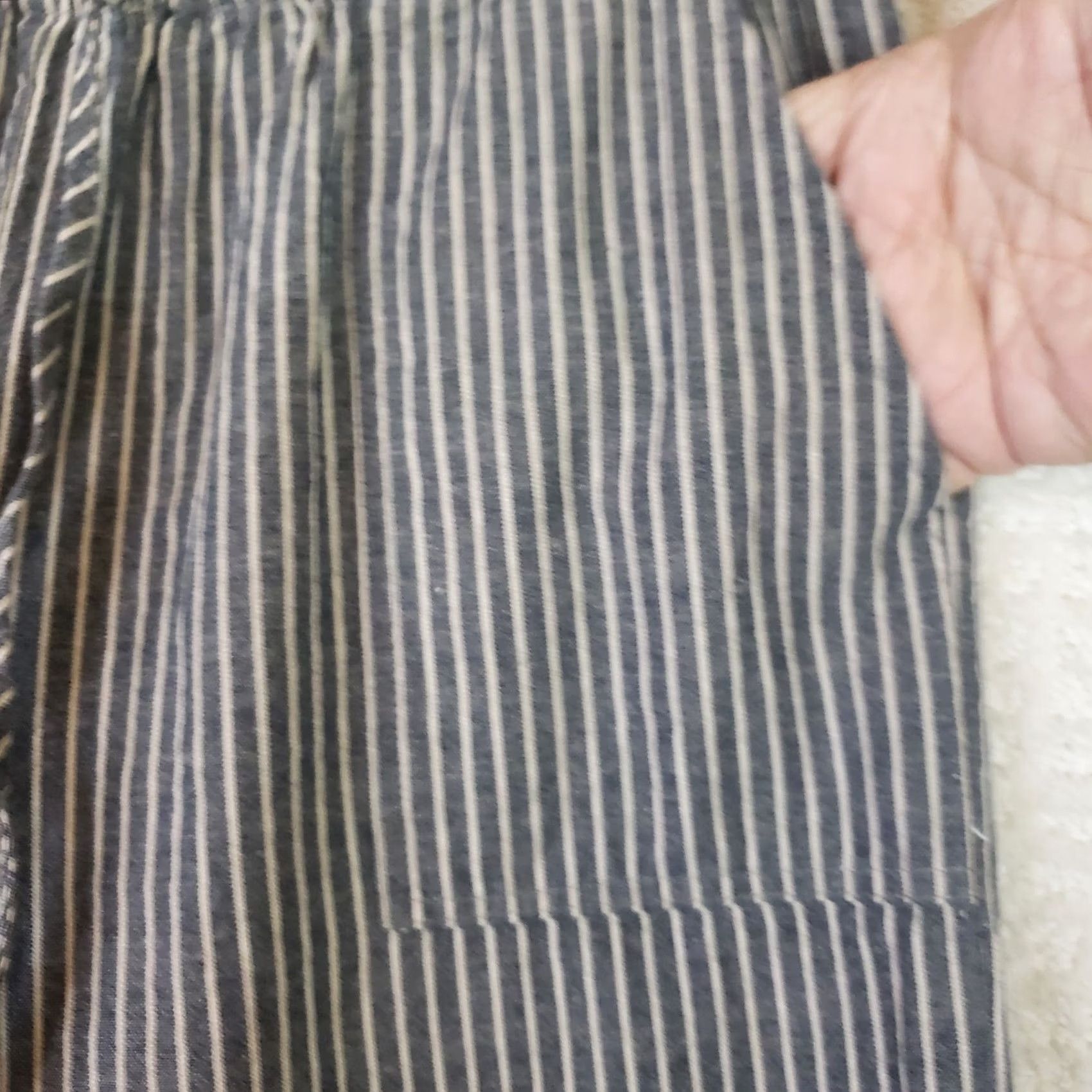 Vintage Shop Neighbor Pants Women's S Wide Leg Linen Blend Drawstring Striped Boho Beach Festival Pins Bohemian Casual Size 28" / US 6 / IT 42 - 6 Thumbnail
