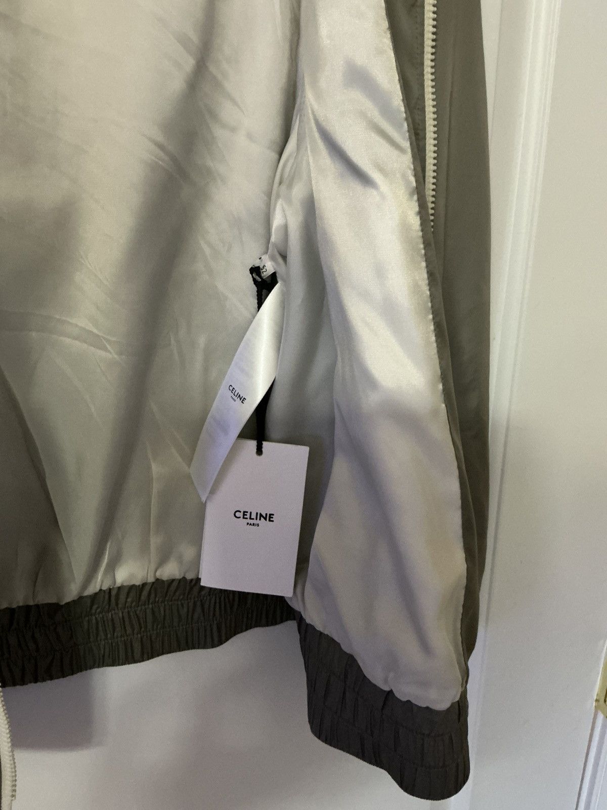 Celine Size XL - Celine Gray Color Block Logo Nylon Track Jacket Size US XL / EU 56 / 4 - 5 Thumbnail