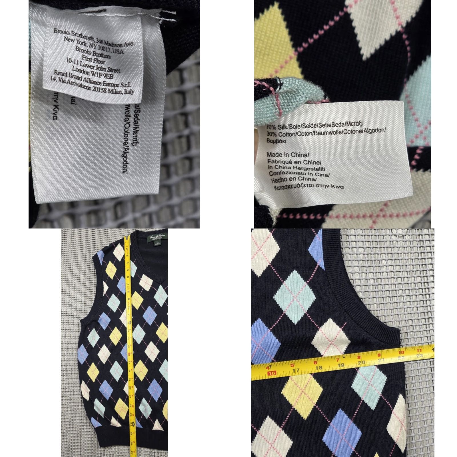 Brooks Brothers VINTAGE Brooks Brothers Mens L Sweater Vest Golfer Silk Cotton V-Neck Argyle Grandpacore Size US L / EU 52-54 / 3 - 8 Thumbnail
