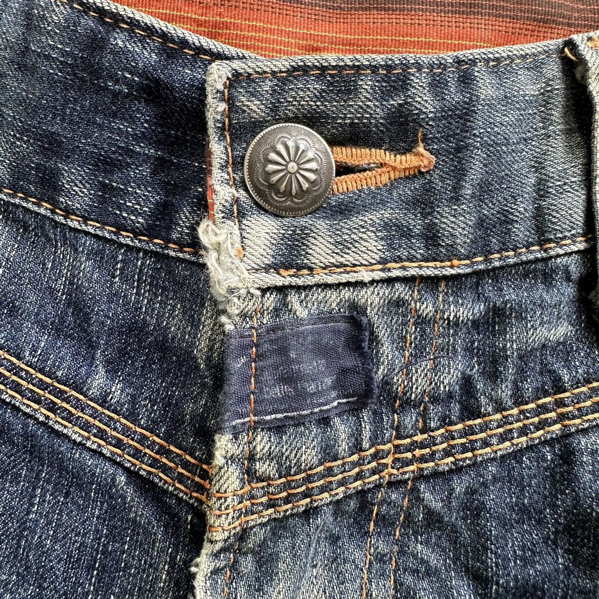 Edwin × Jean × Vintage Vintage Edwin Blue Trip Distressed Faded Denim Jean Pant W33 Size US 33 - 5 Thumbnail