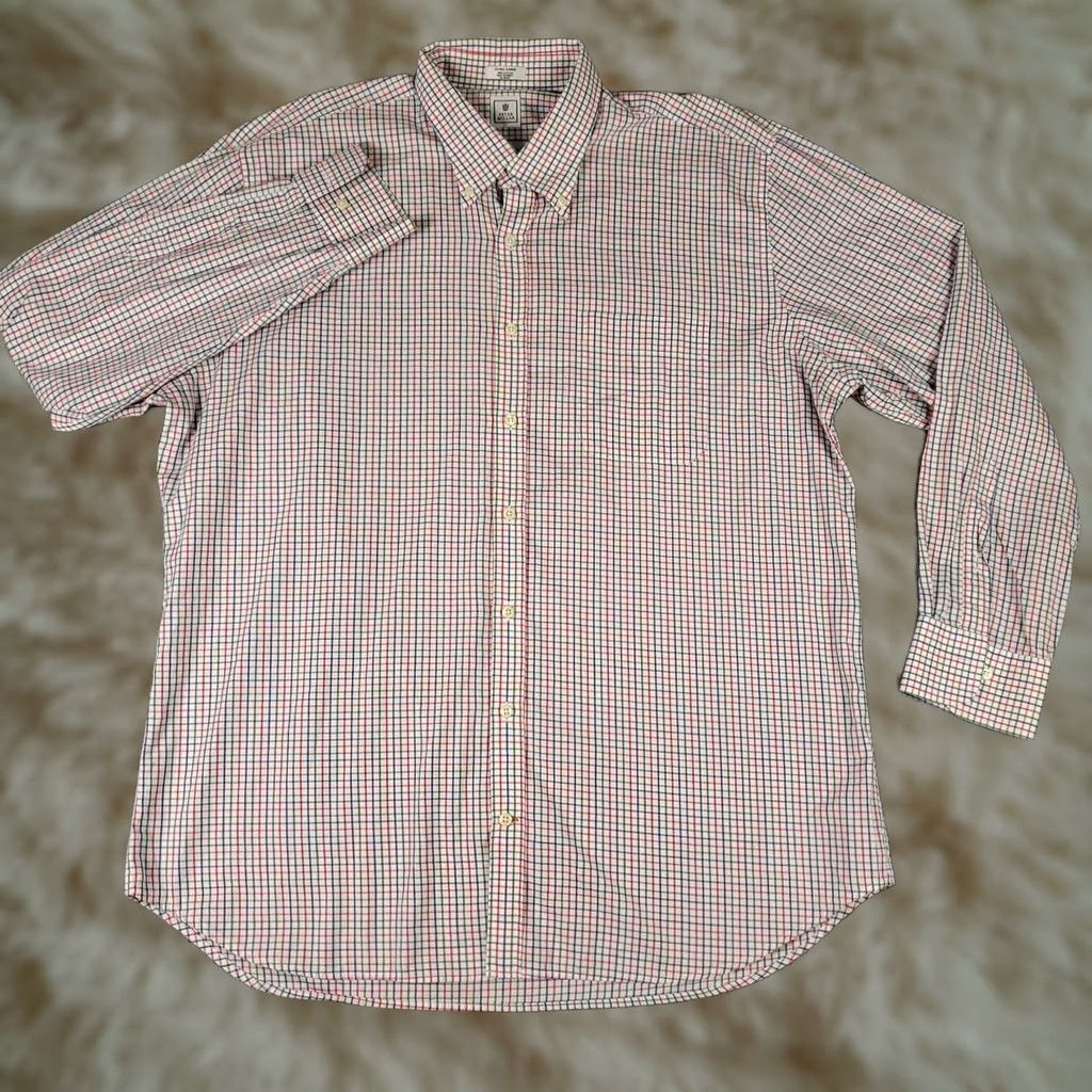 Peter Millar Peter Millar Shirt Mens XL Red White Blue Check Button-Up Long Sleeve Size US XL / EU 56 / 4 - 1 Thumbnail