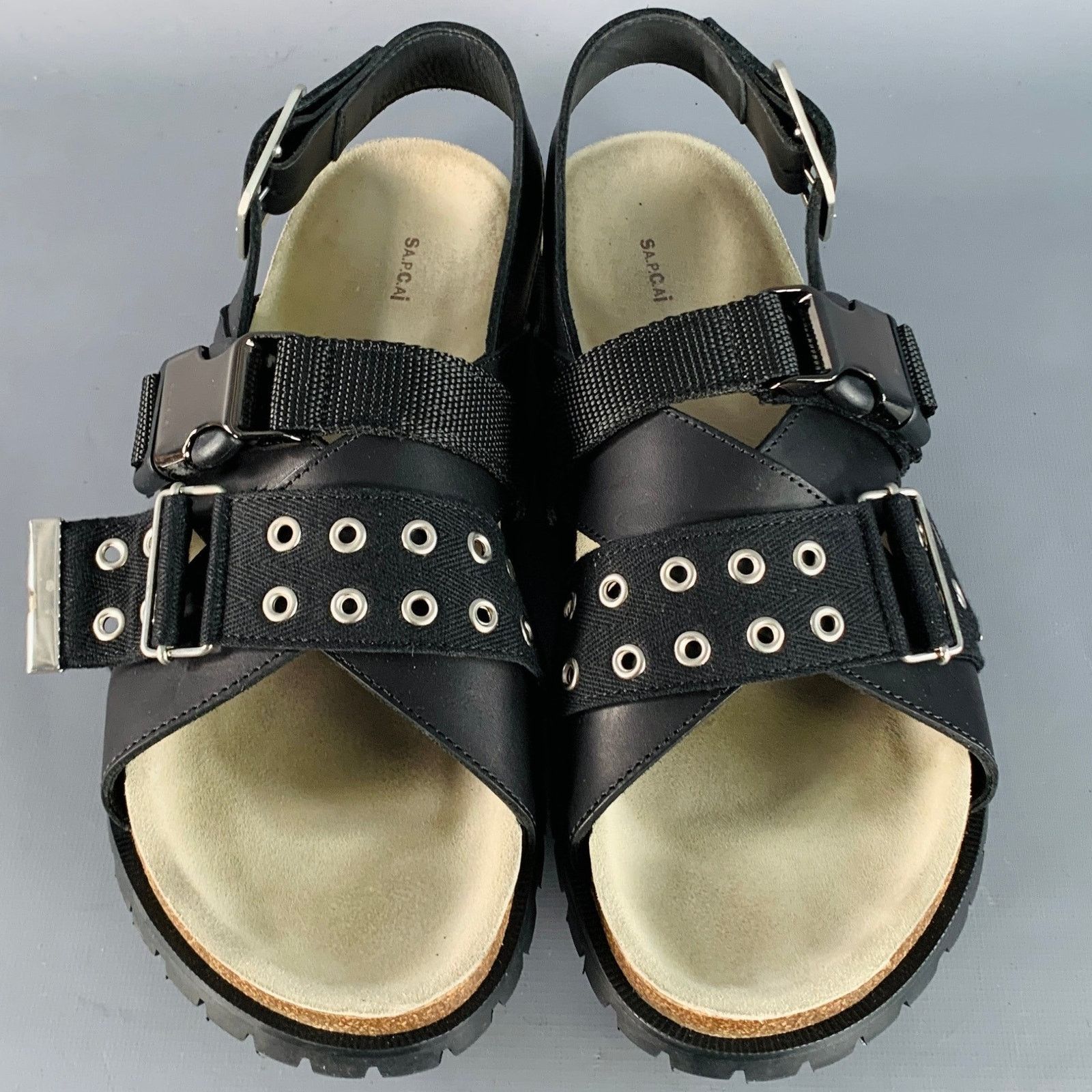 A.P.C. A.P.C. Jules Black Silver Leather Grommets Sandals Size US 11 / EU 44 - 5 Thumbnail