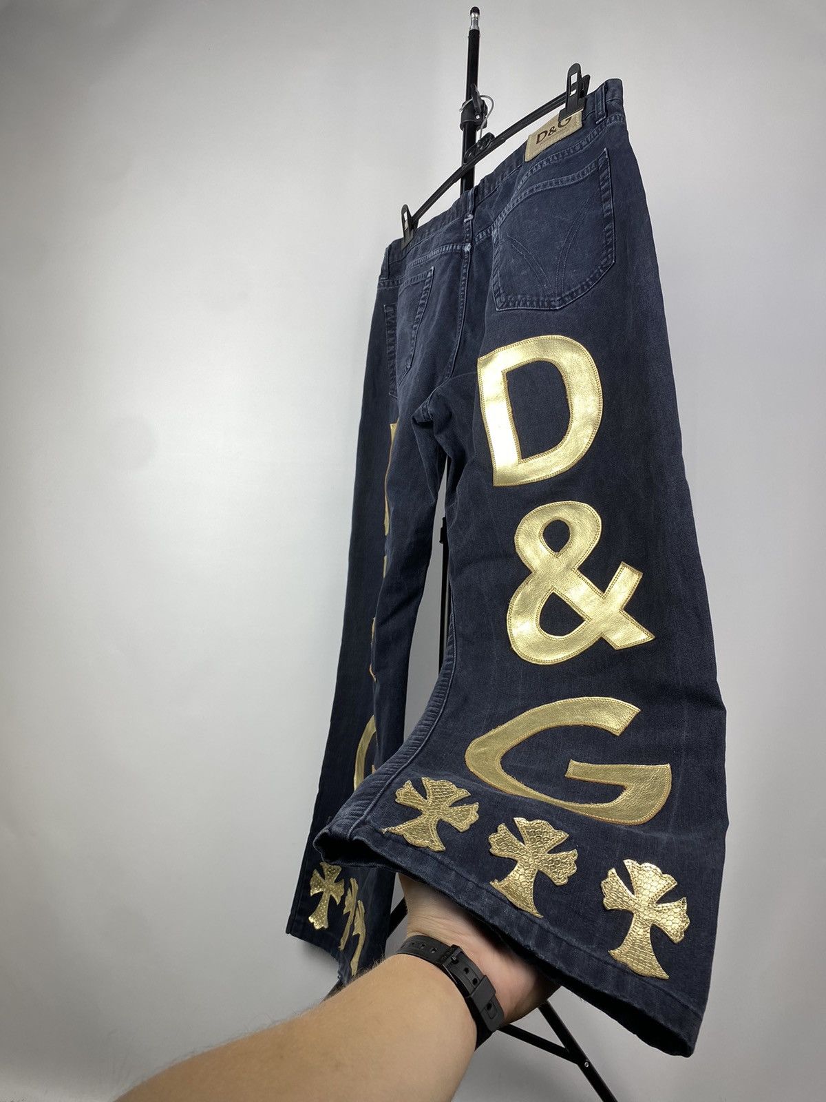 Dolce & Gabbana Dolce & Gabbana Double BIG LOGO Faded Black Denim Pants Size US 37 - 9 Thumbnail