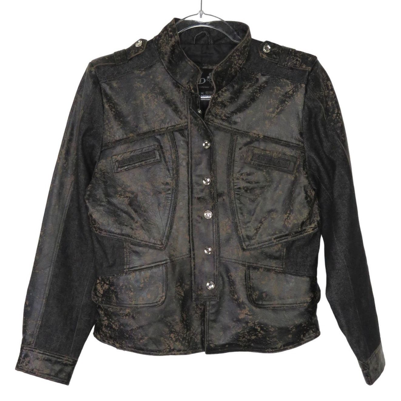 Vintage 90s VTG. Brown Distressed Leather Jacket Moto Biker Medium Size M / US 6-8 / IT 42-44 - 3 Thumbnail