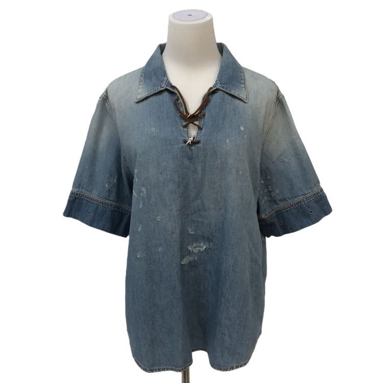Saint Laurent Paris Saint Laurent Lace-Up Denim Shirt Size XL Size US XL / EU 56 / 4 - 1 Thumbnail