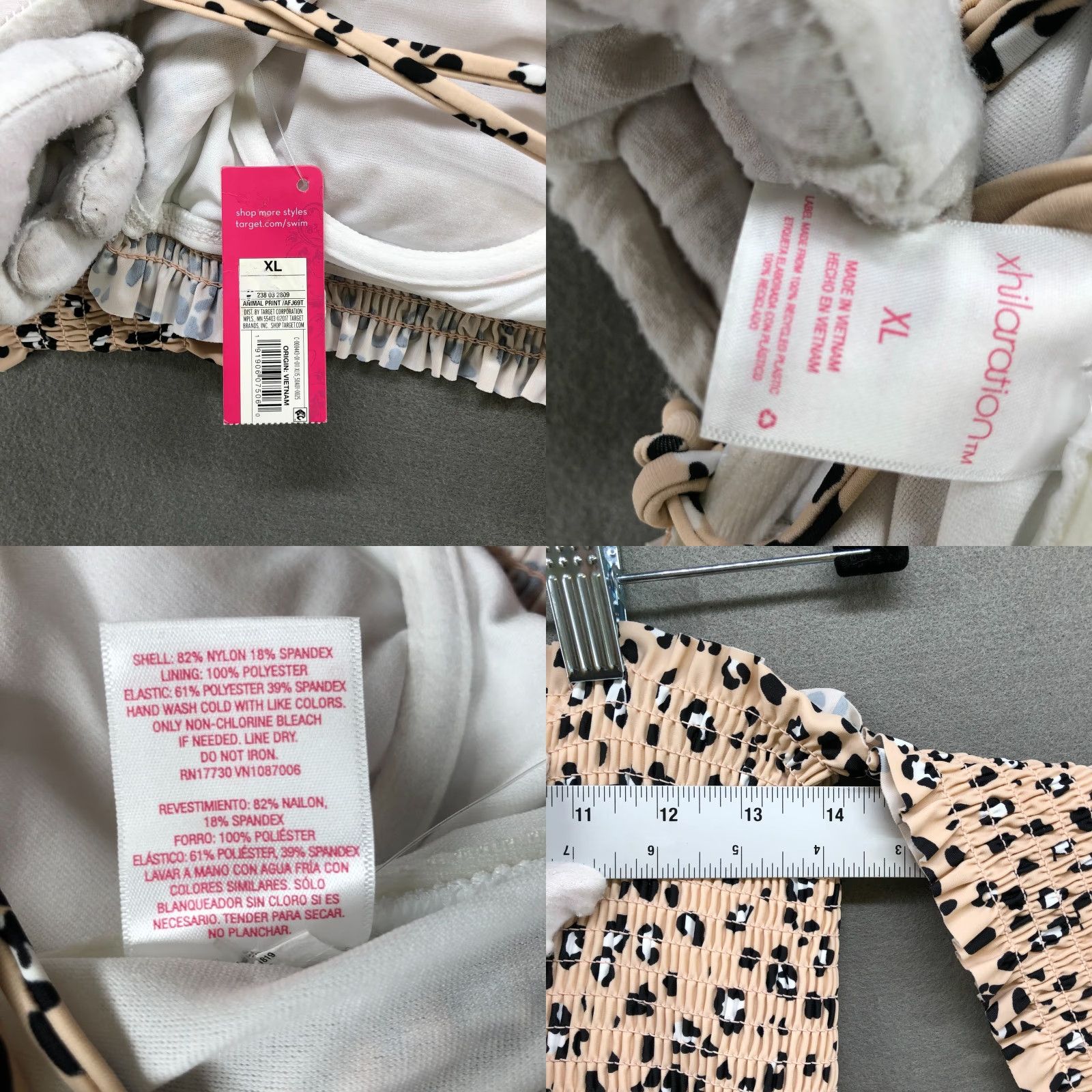 Vintage VINTAGE Xhilaration Leopard Print Bikini Top Womens XL Swimsuit Ruffle Animal Pattern Beach Summer Size XL / US 12-14 / IT 48-50 - 8 Thumbnail