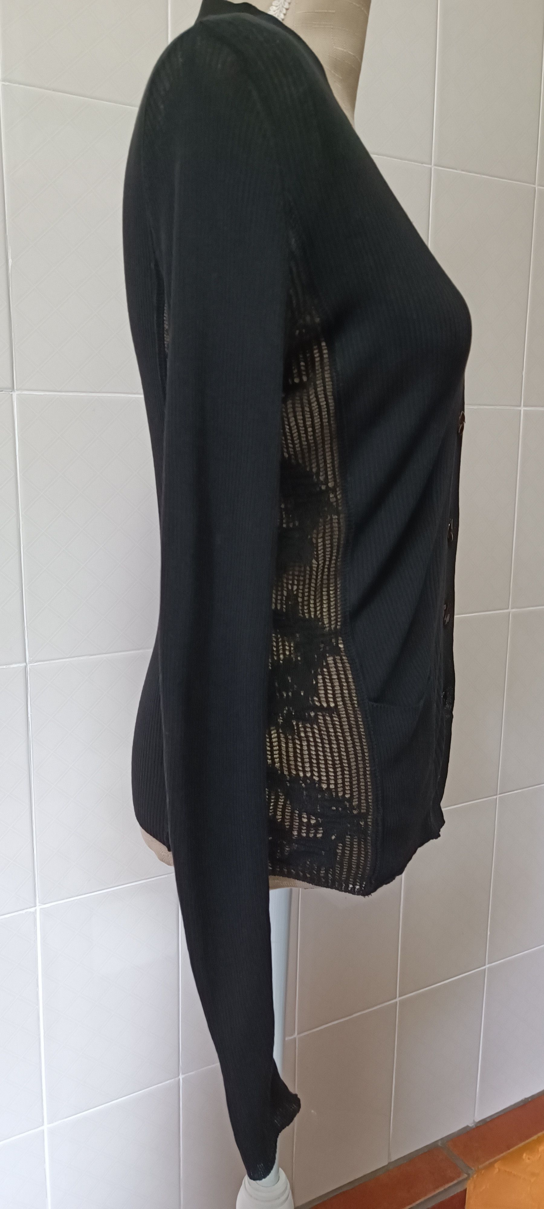 Jean Paul Gaultier 2000's - Black cotton jacket, with ribbed fabric Size M / US 6-8 / IT 42-44 - 2 Thumbnail