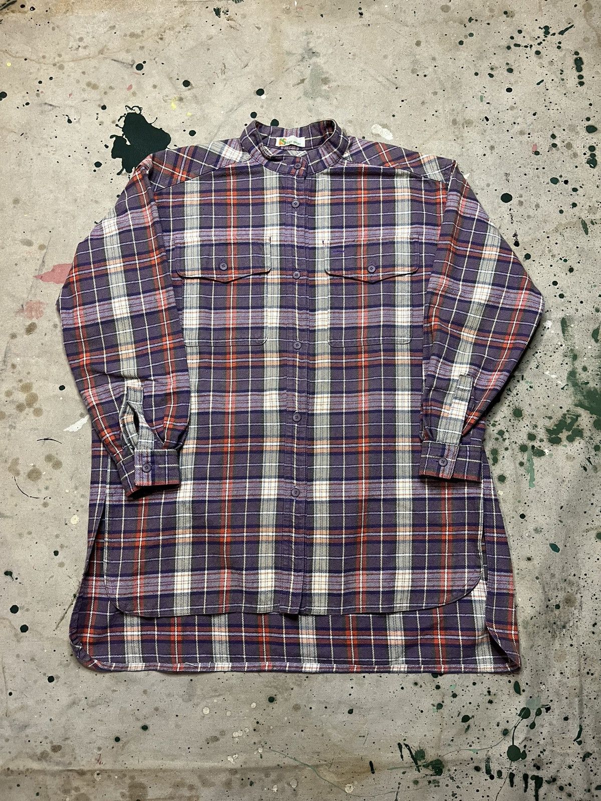 Issey Miyake Vintage Issey Sport Mandarin Collar Plaid Flannel Shirt Size L / US 10 / IT 46 - 1 Thumbnail