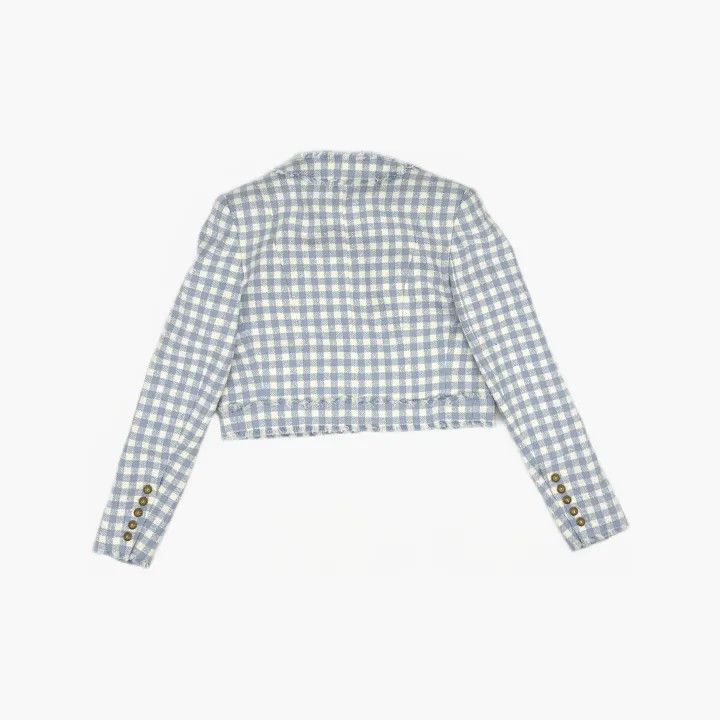 Balmain Balmain Gingham Tweed Jacket in Light Blue -2507 Size M / US 6-8 / IT 42-44 - 3 Thumbnail