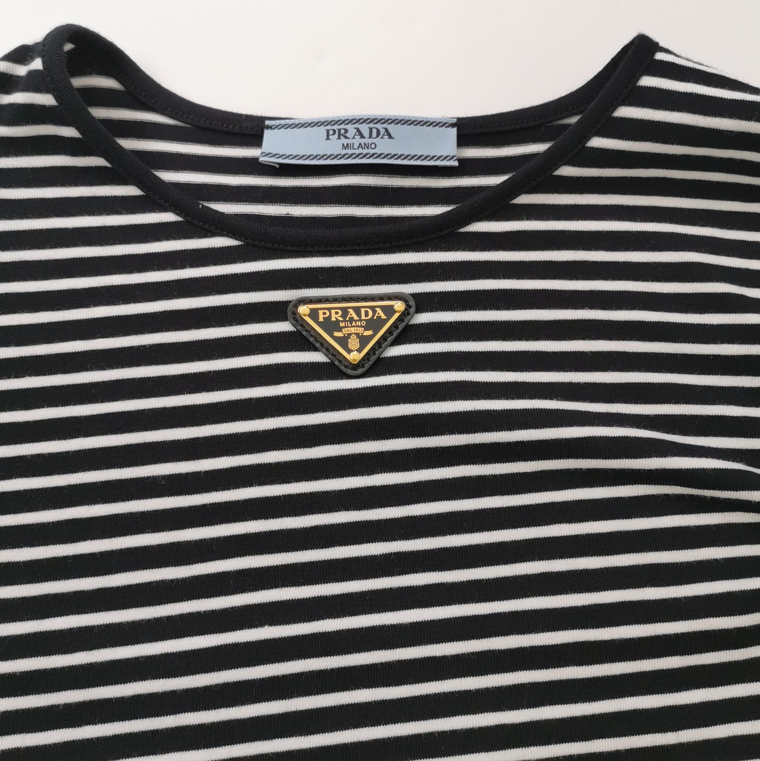 Prada Prada Striped Logo Cotton T. Size M / US 6-8 / IT 42-44 - 3 Thumbnail