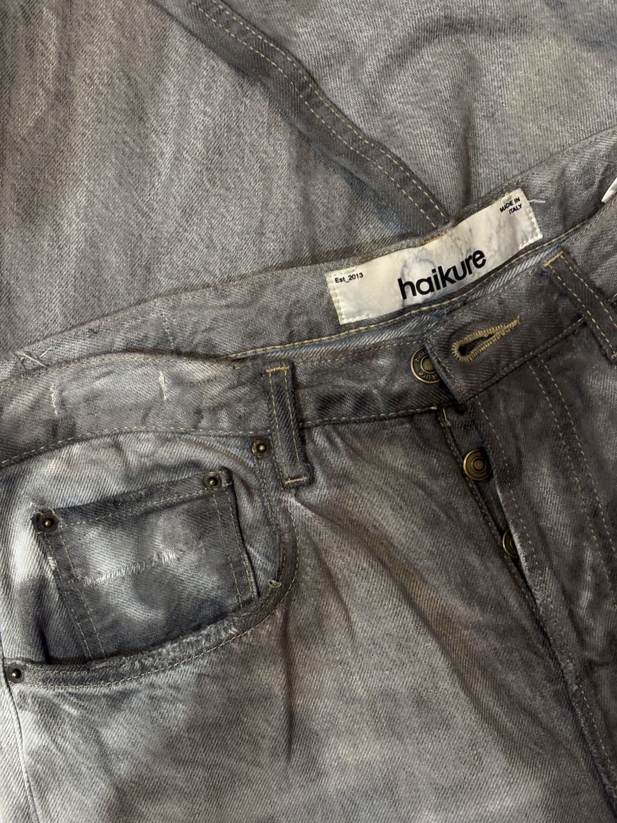 Haikure Haikure California 1951 Old Black Denim Epoch 2 Jeans Size US 33 - 17 Thumbnail