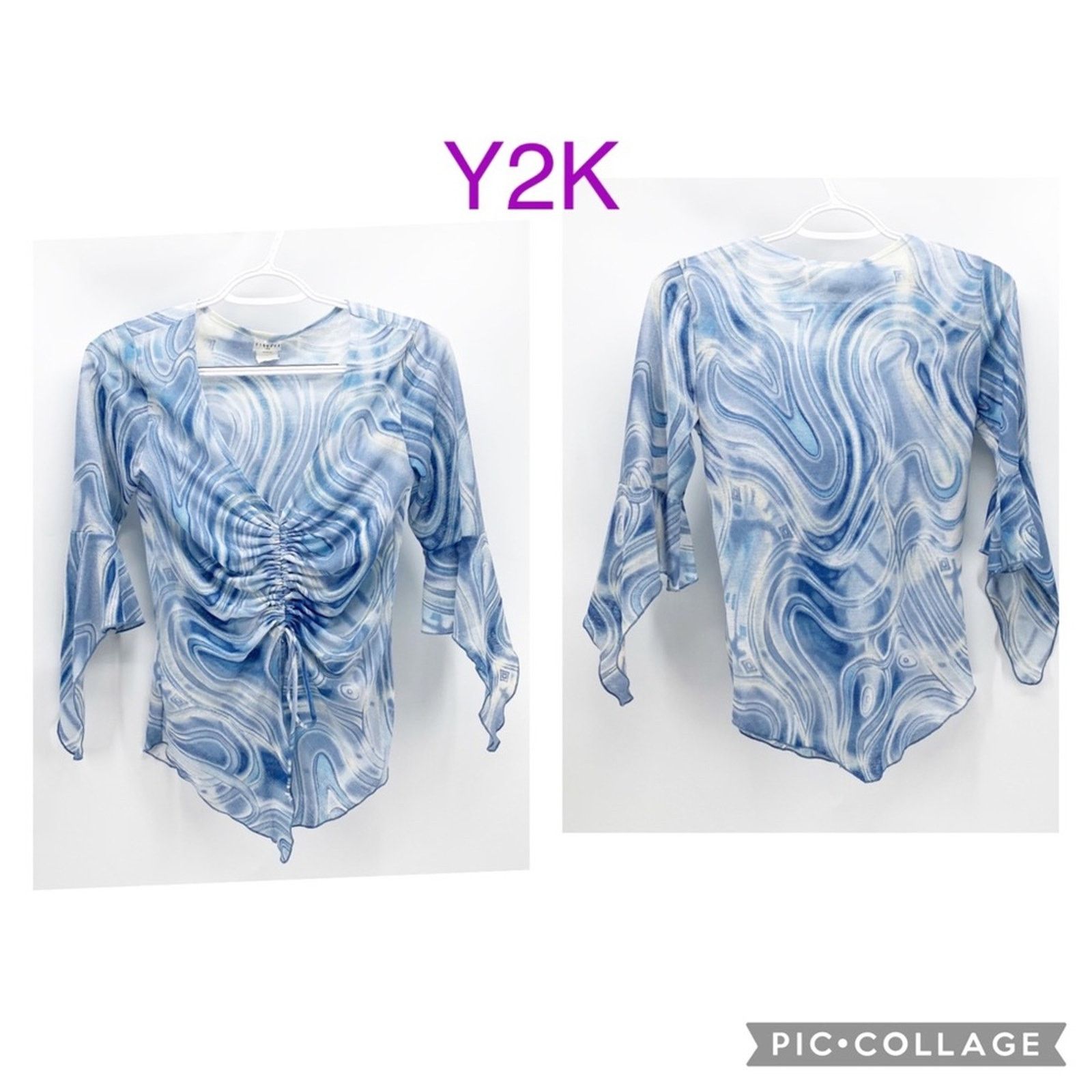 Other Finesse marble printed True Y2K top size S handkerchief hem Size S / US 4 / IT 40 - 1 Thumbnail