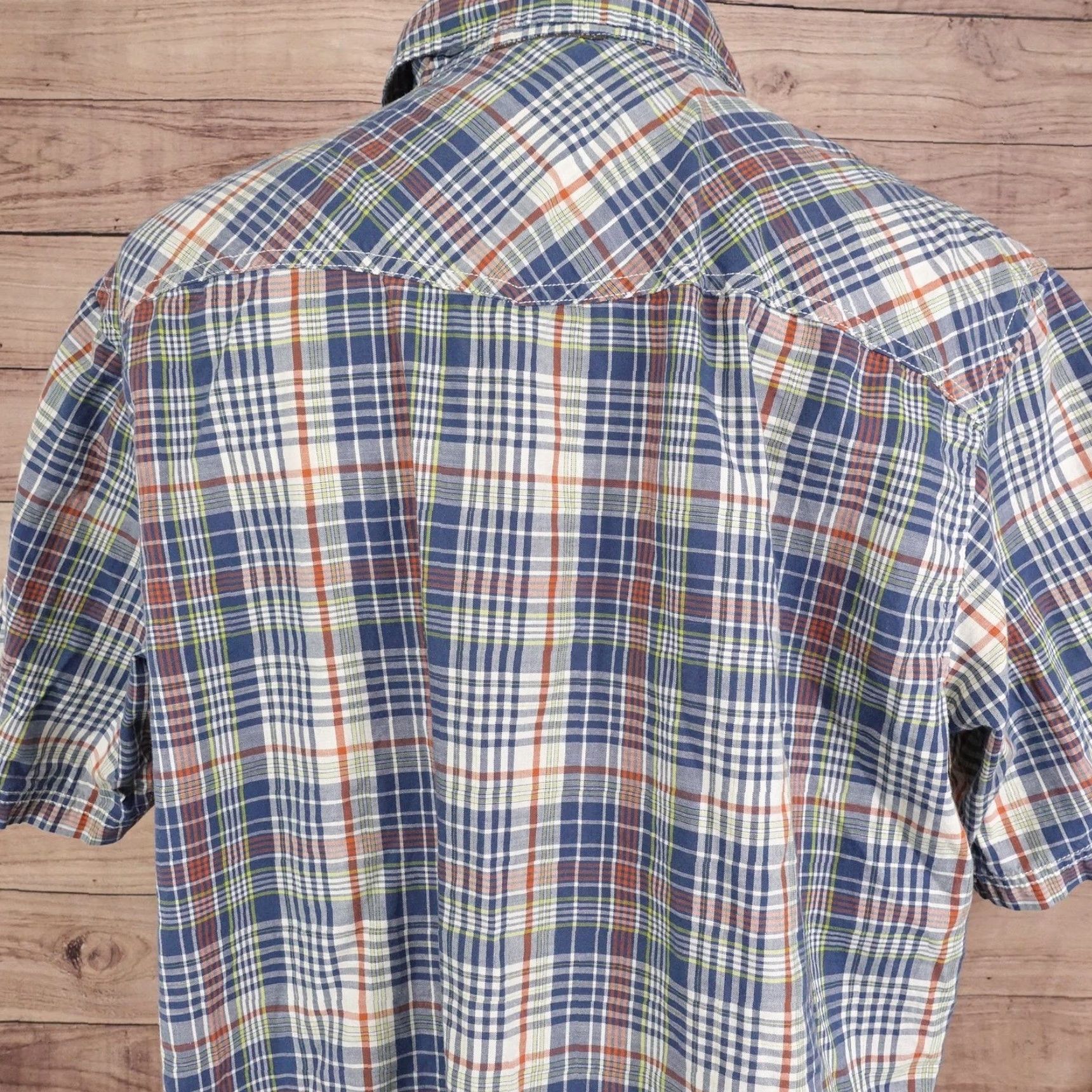 Vintage REI Shirt XL Blue Plaid Short Sleeve Button-Front Cotton Western Pockets Mens Size US XL / EU 56 / 4 - 5 Thumbnail