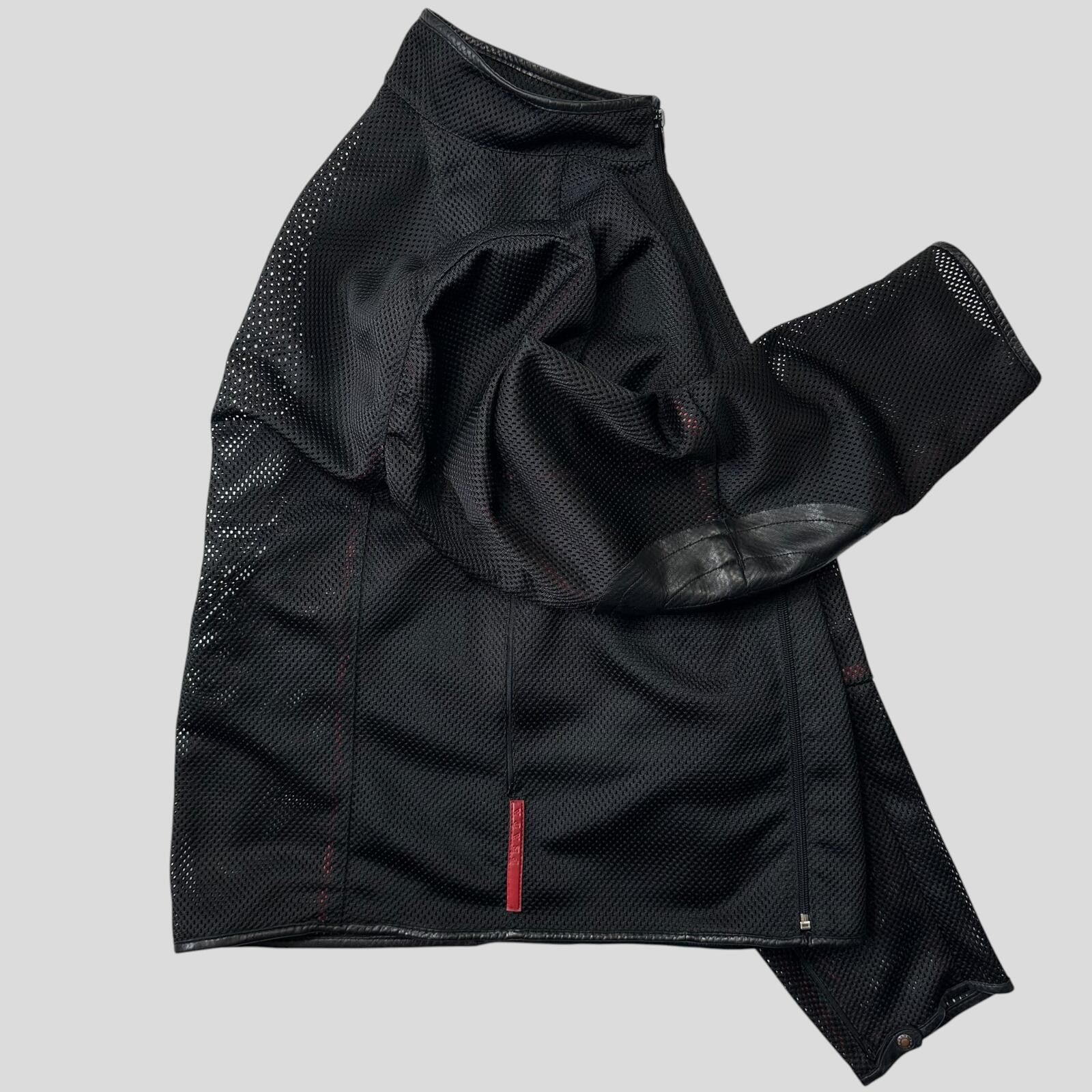 Prada Prada Sport SS00 SAMPLE Mesh + Leather Moto Jacket - IT54 Size US L / EU 52-54 / 3 - 4 Thumbnail