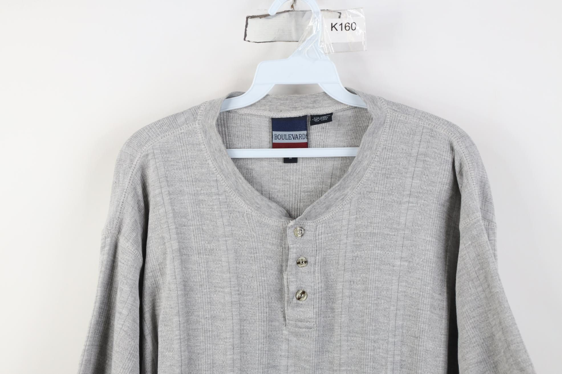 Vintage Vintage 90s Streetwear Ribbed Knit Henley T-Shirt Gray Size US M / EU 48-50 / 2 - 2 Thumbnail