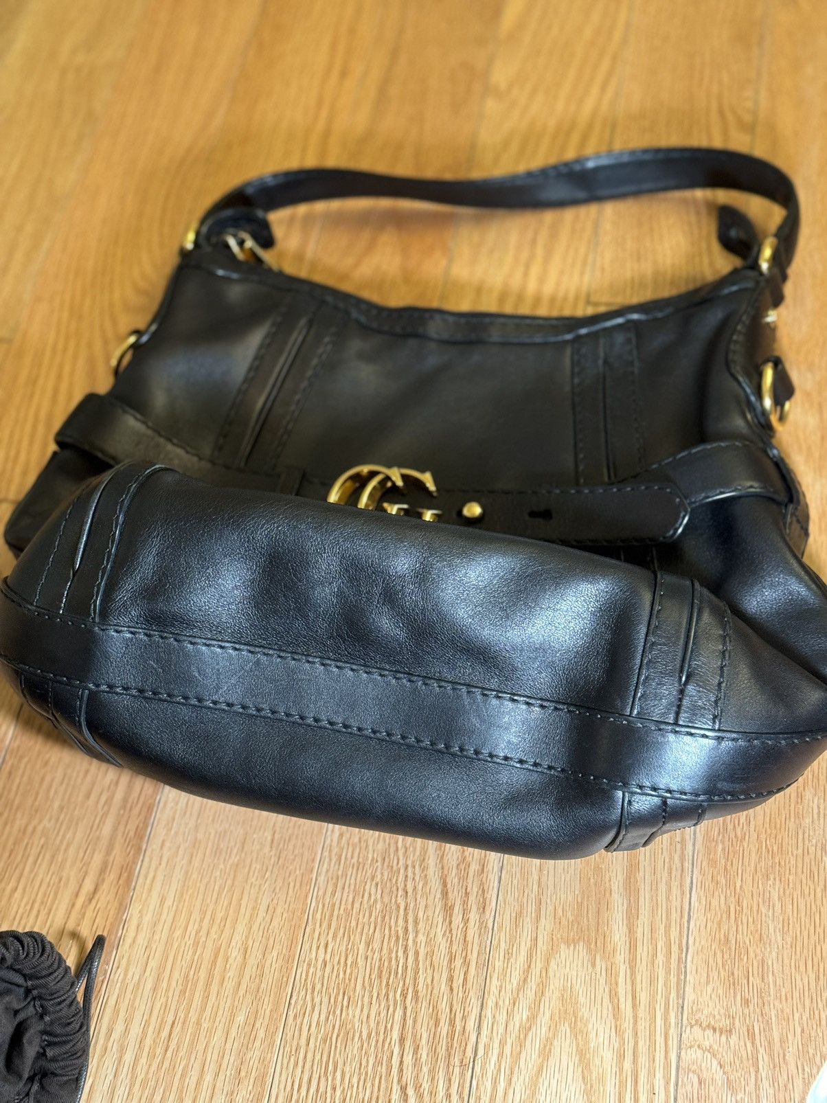 Gucci GUCCI Black Leather GG Running Medium Double G Hobo Bag Size ONE SIZE - 5 Thumbnail