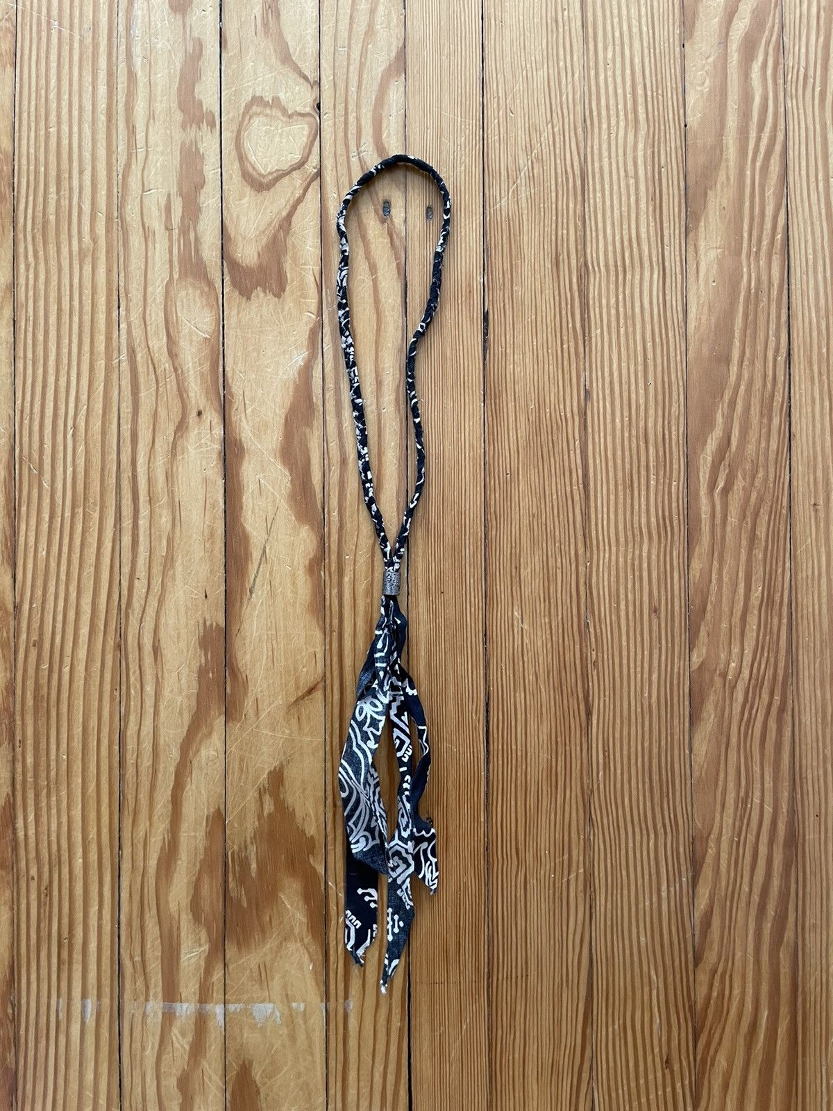 image of Kapital Bandana Fringe Necklace Distressed Black, Men's