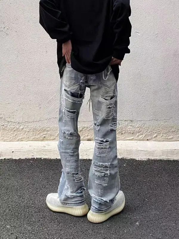 Japanese Brand VIBE Street hip hop washed random ripped loose jeans Size US 32 / EU 48 - 3 Thumbnail