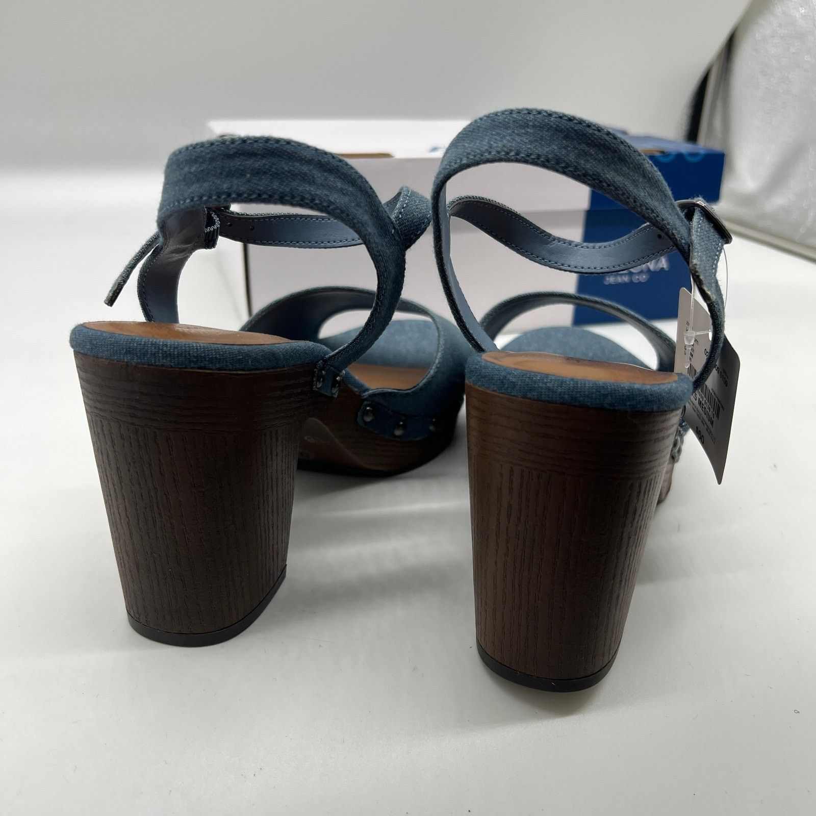 Other Arizona Jean Co Womens Heather Heeled Sandals Blue Deni Size US 9.5 / IT 39.5 - 6 Thumbnail