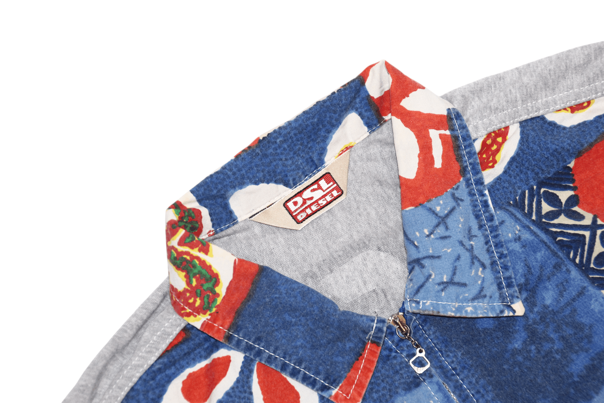 Diesel 80's RARE DSL Jungle Tribal Artwork Full Zip Jersey Shirt Size US L / EU 52-54 / 3 - 3 Thumbnail