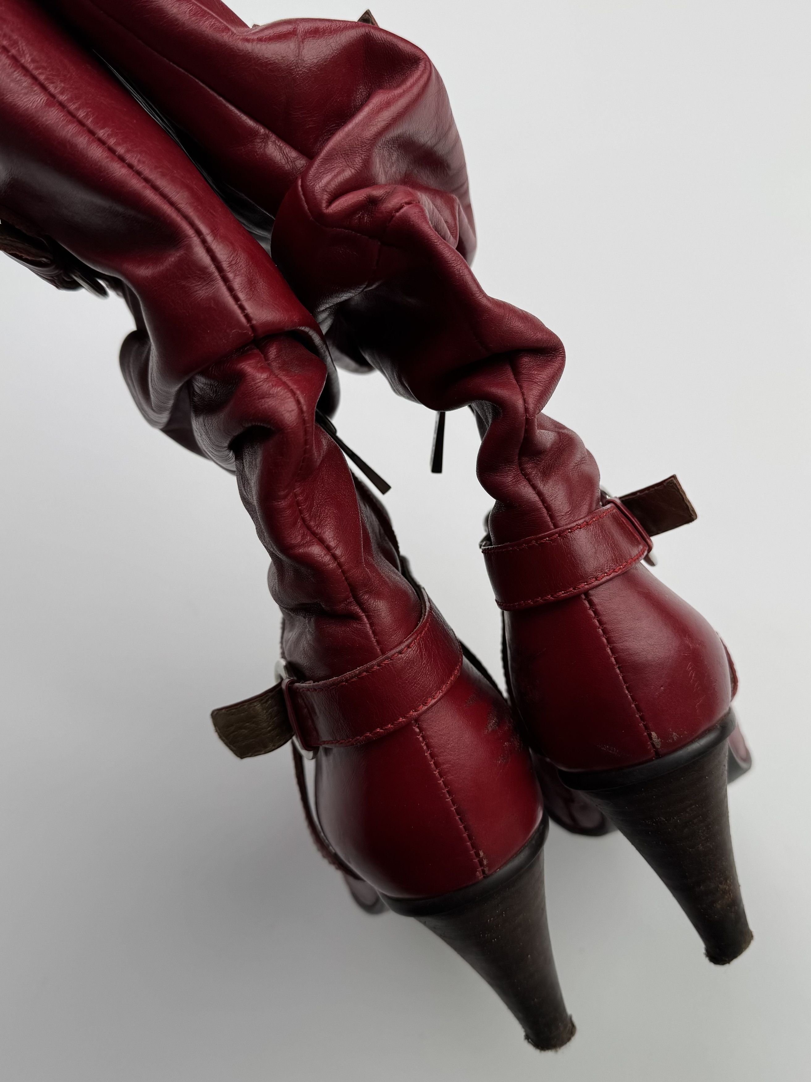 Vintage Vintage Leather Heels Boots With Belted B343(V372)E2 Size US 7 / IT 37 - 8 Thumbnail