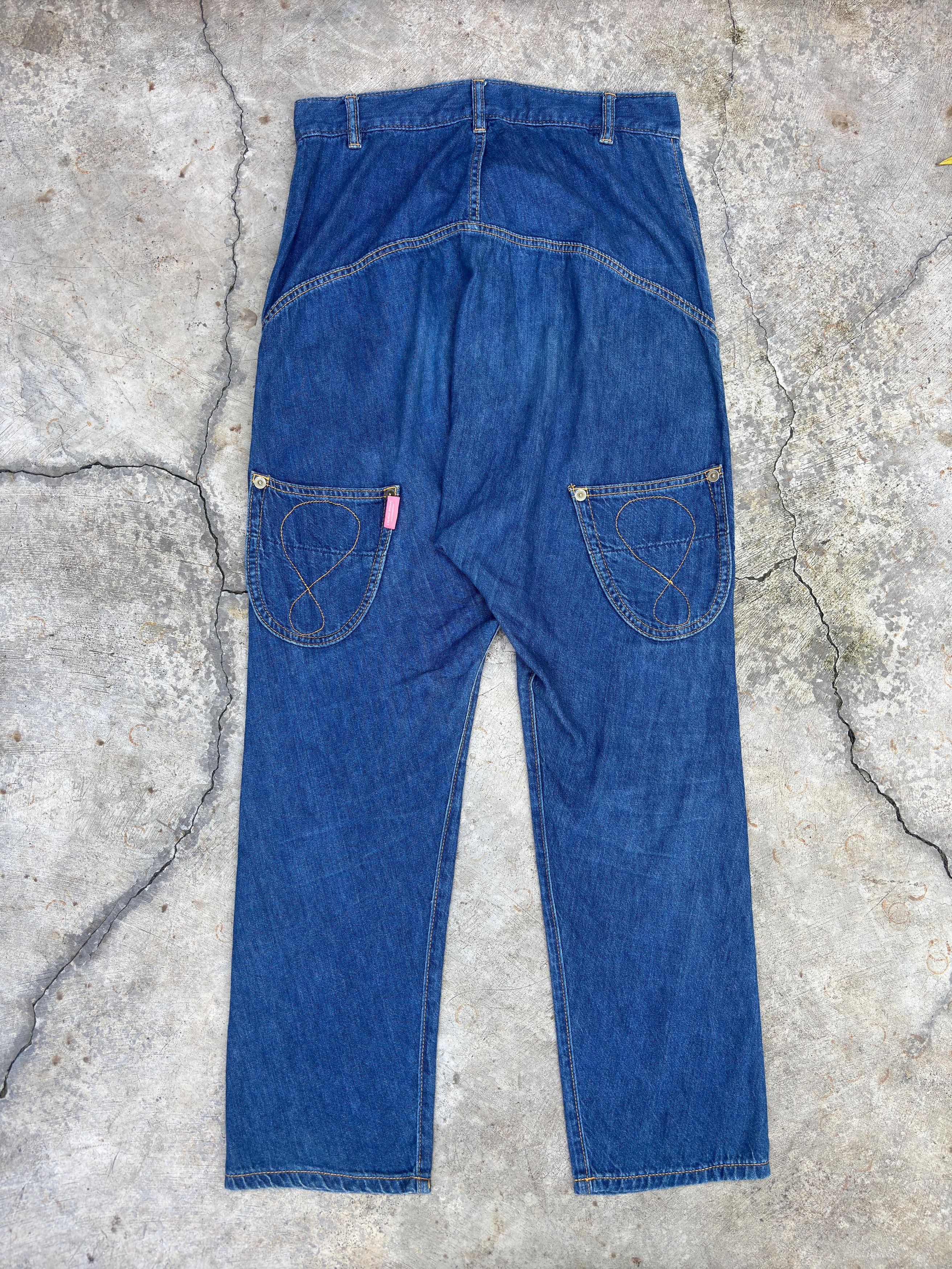 Issey Miyake × mercibeaucoup Mercibeaucoup By Issey Miyake Drop Crotch Blue Jeans Size 32" / US 10 / IT 46 - 2 Thumbnail