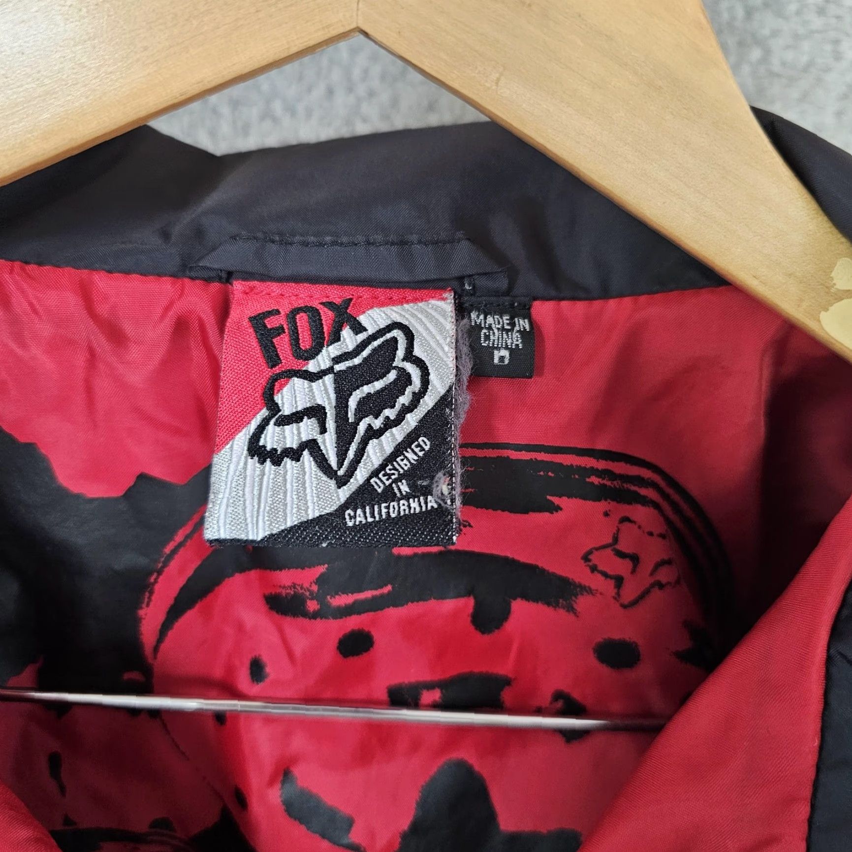 Fox Racing VINTAGE Fox Racing Jacket Mens L Black Windbreaker Snap Front Lined Motocross Moto Size US L / EU 52-54 / 3 - 3 Thumbnail
