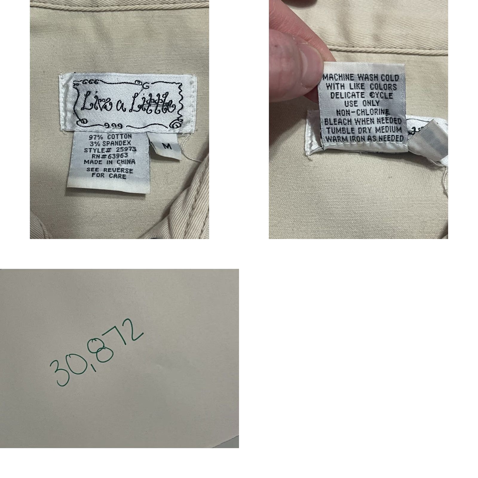 Olive Live a Little Jacket Womens Size Medium White Button Up Jean Jacket Pockets Street Casual Travel N/A Size 32" / US 10 / IT 46 - 8 Thumbnail