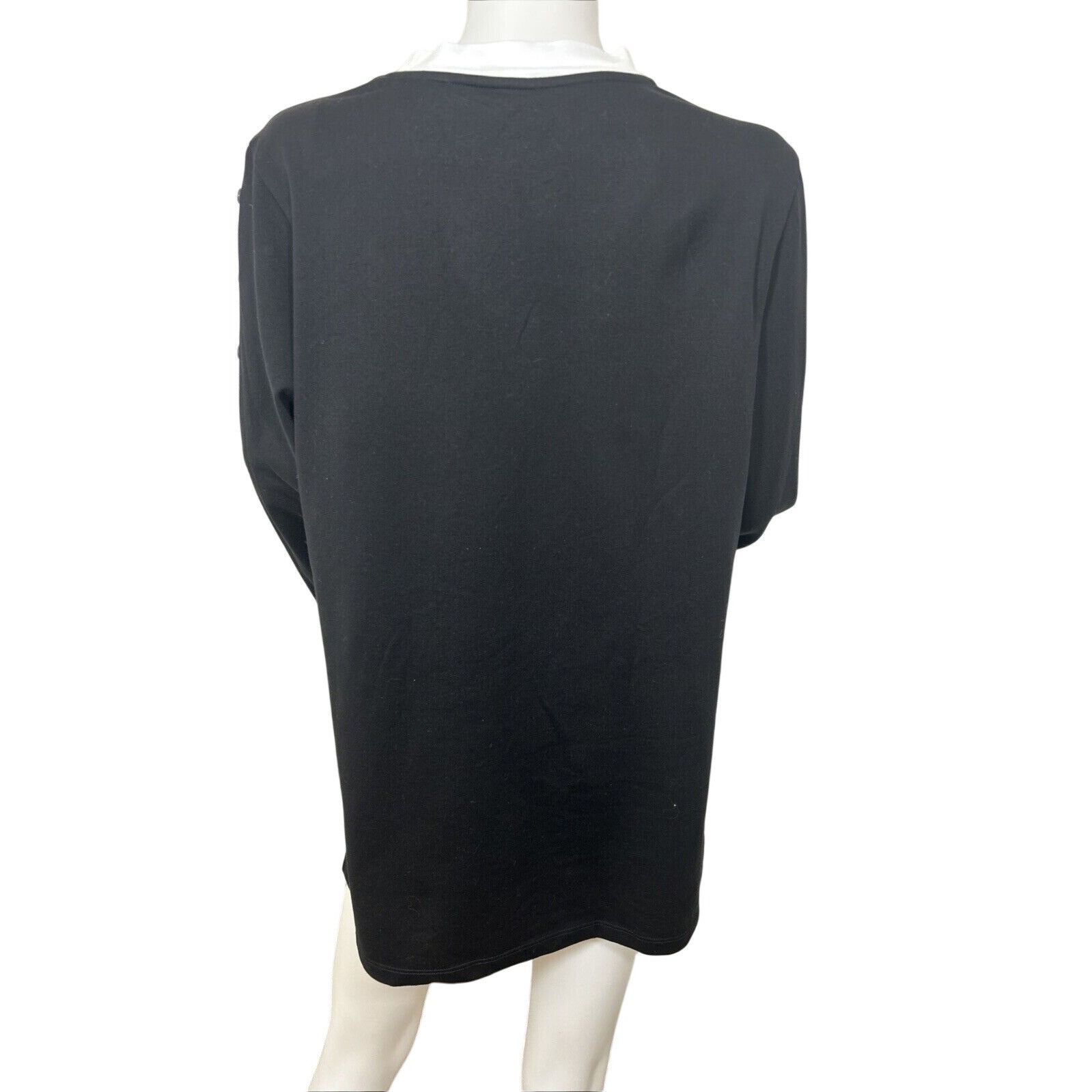 Other E.L.I Tunic Top XL Black White Trim Long Sleeve V-Neck Butt Size XL / US 12-14 / IT 48-50 - 6 Thumbnail